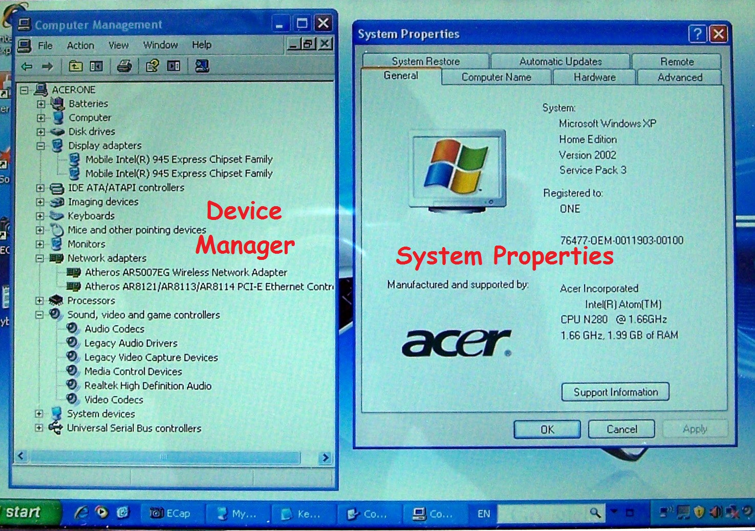 Acer Aspire One kav10 (D150), Intel N280 1.66GHz, 2GB, 160GB, Win XP, 10.1″