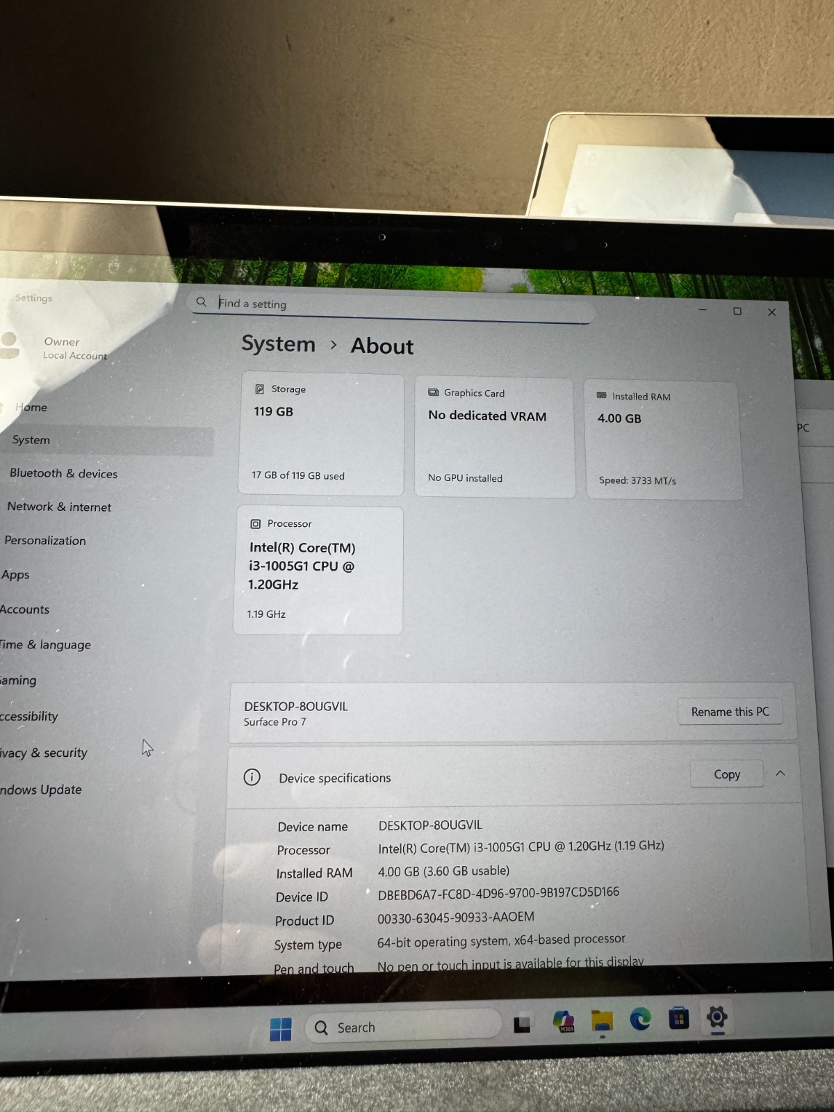 Microsoft Surface Pro 7 Core I3-1005G1 128GB SSD 4GB RAM Laptop #6418