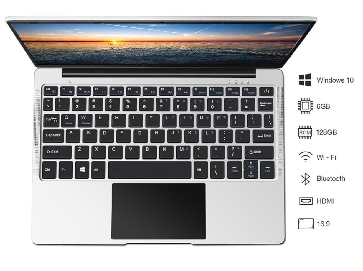 Intel 14in Laptop Celeron N3350 64GB RAM Win10 Wi-Fi BT HDMI Silver