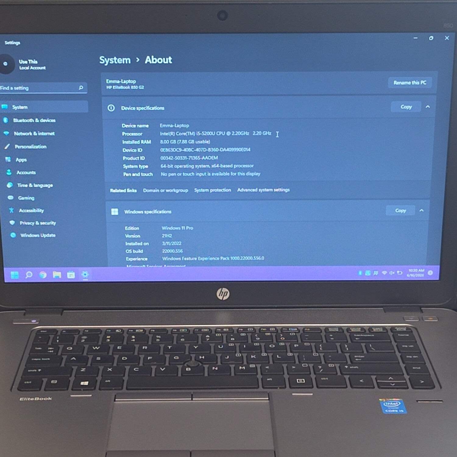 HP EliteBook 850 G6 15.6″ i5-8365U 2.2GHz 8GB RAM 250GB SSD Bad Battery/Keys