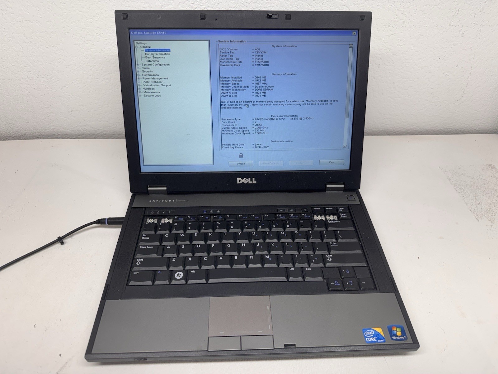 Dell Latitude E5410 – Intel Core i3 2.40GHz – 2GB RAM – FOR PARTS / REPAIR 0005