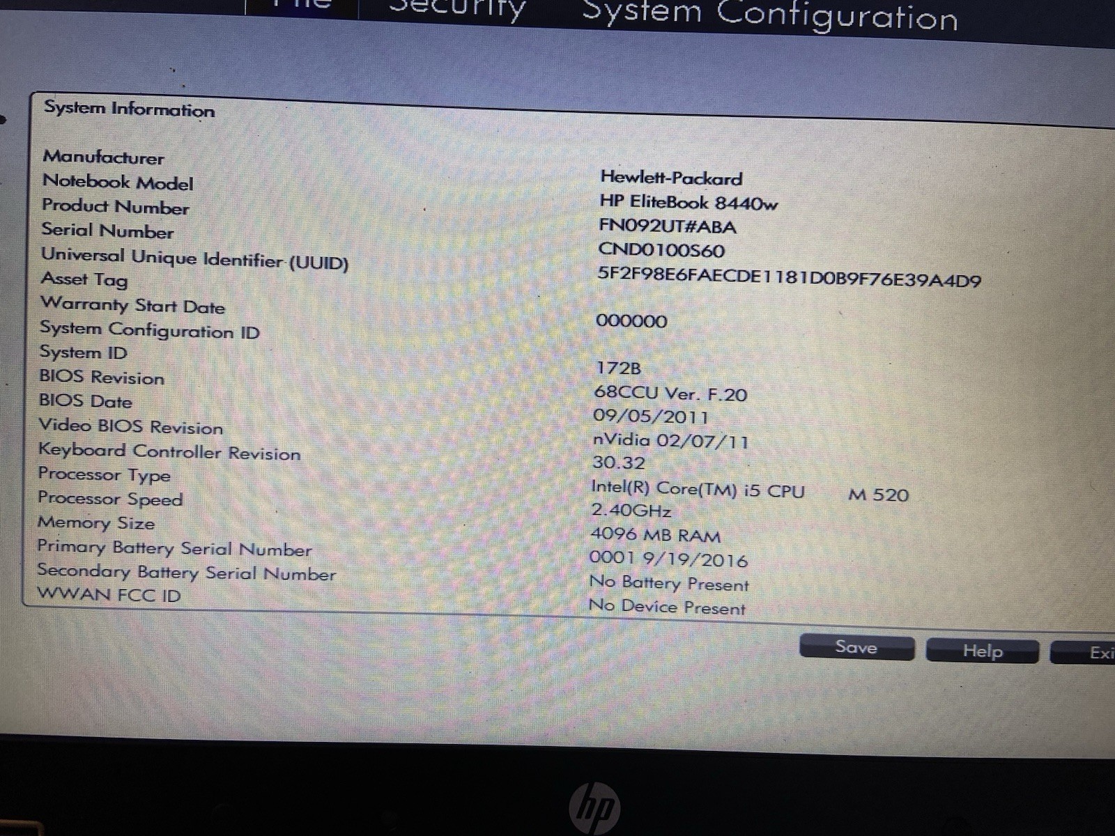 HP EliteBook 8440W Intel i5-M520 2.4GHz 4GB NO HDD, BAD KEYS, No Charger AS IS!