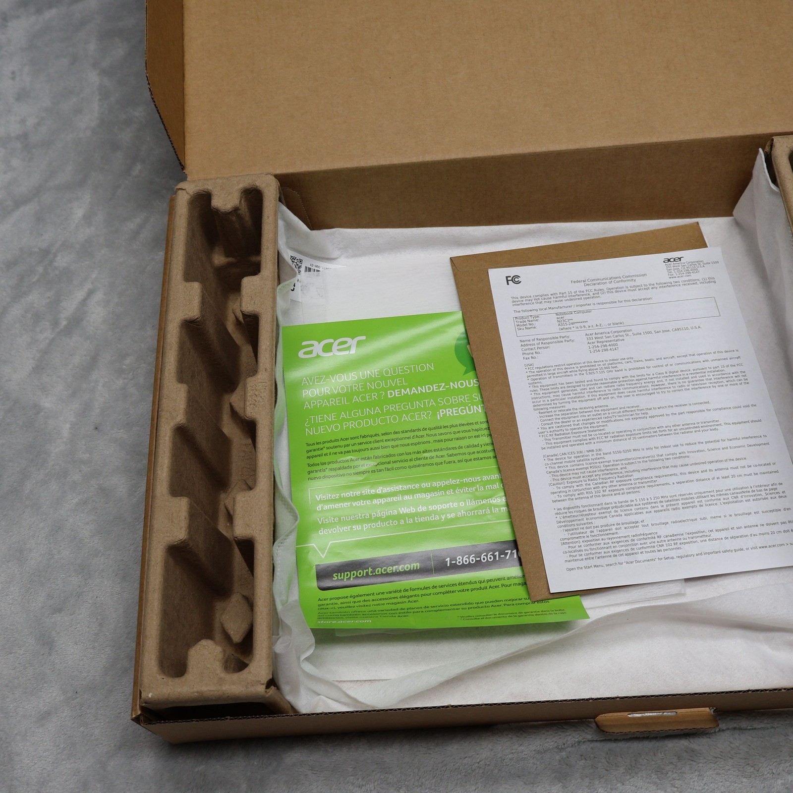 Acer Aspire 3 Retail Box Laptop Structural Supports Setup Guide Box Only