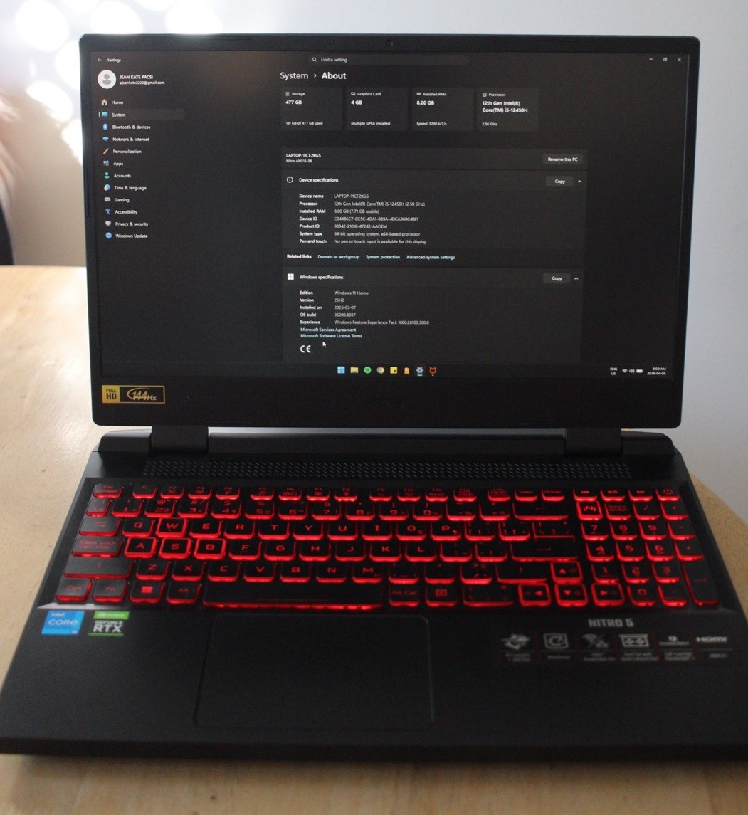 Acer Nitro 5 AN515-58 15.6″ (512GB SSD, Intel Core i5 12th Gen., 4.50 GHz, 16GB,