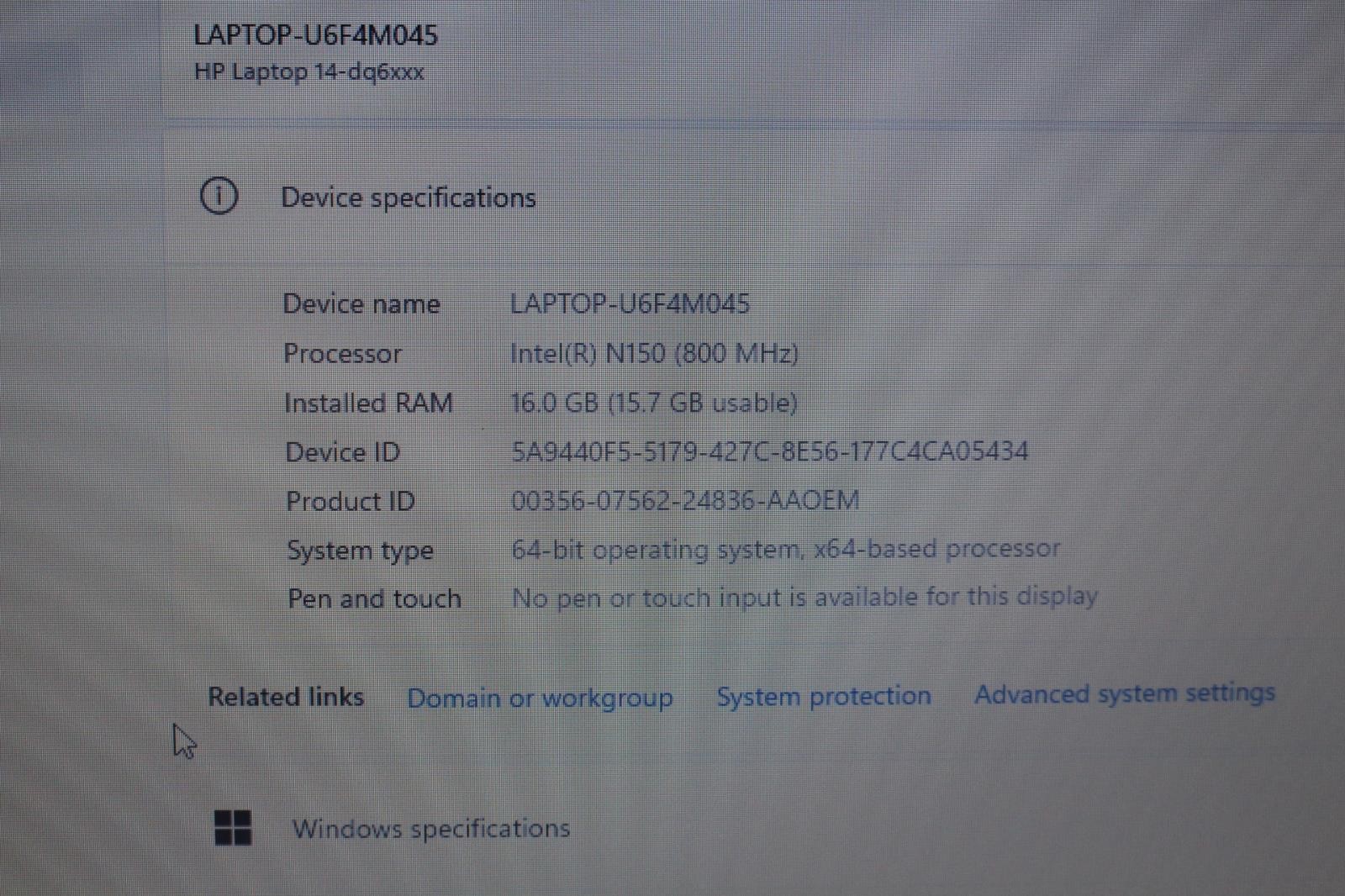 HP 14-dq6012dx 14″ Laptop Intel N150 16GB RAM 128GB SSD Windows 11