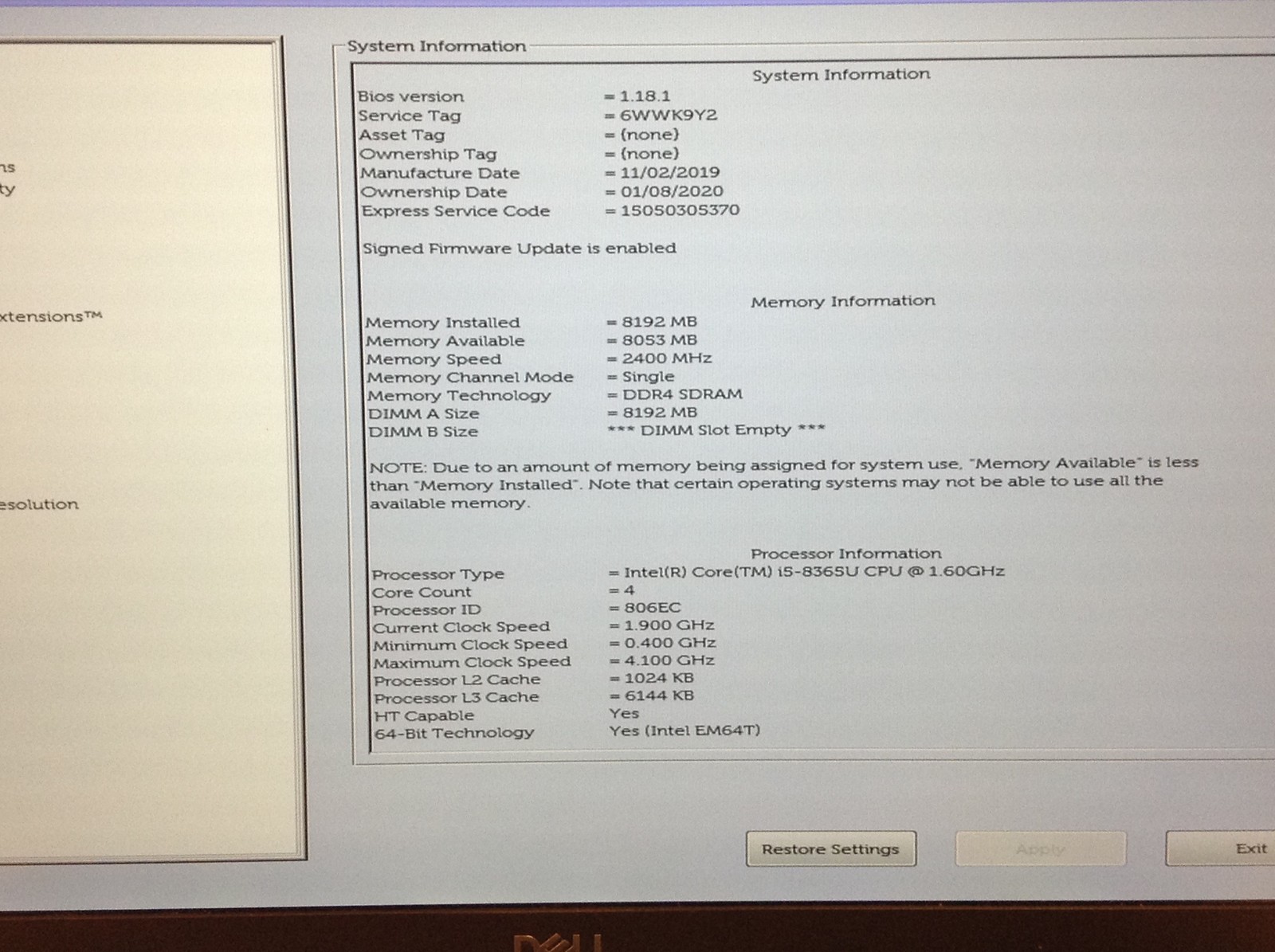 Dell Latitude 7300 13.3″ FHD Laptop i5-8365U 1.60GHz 8GB WiFi AC Adapter, NO HD