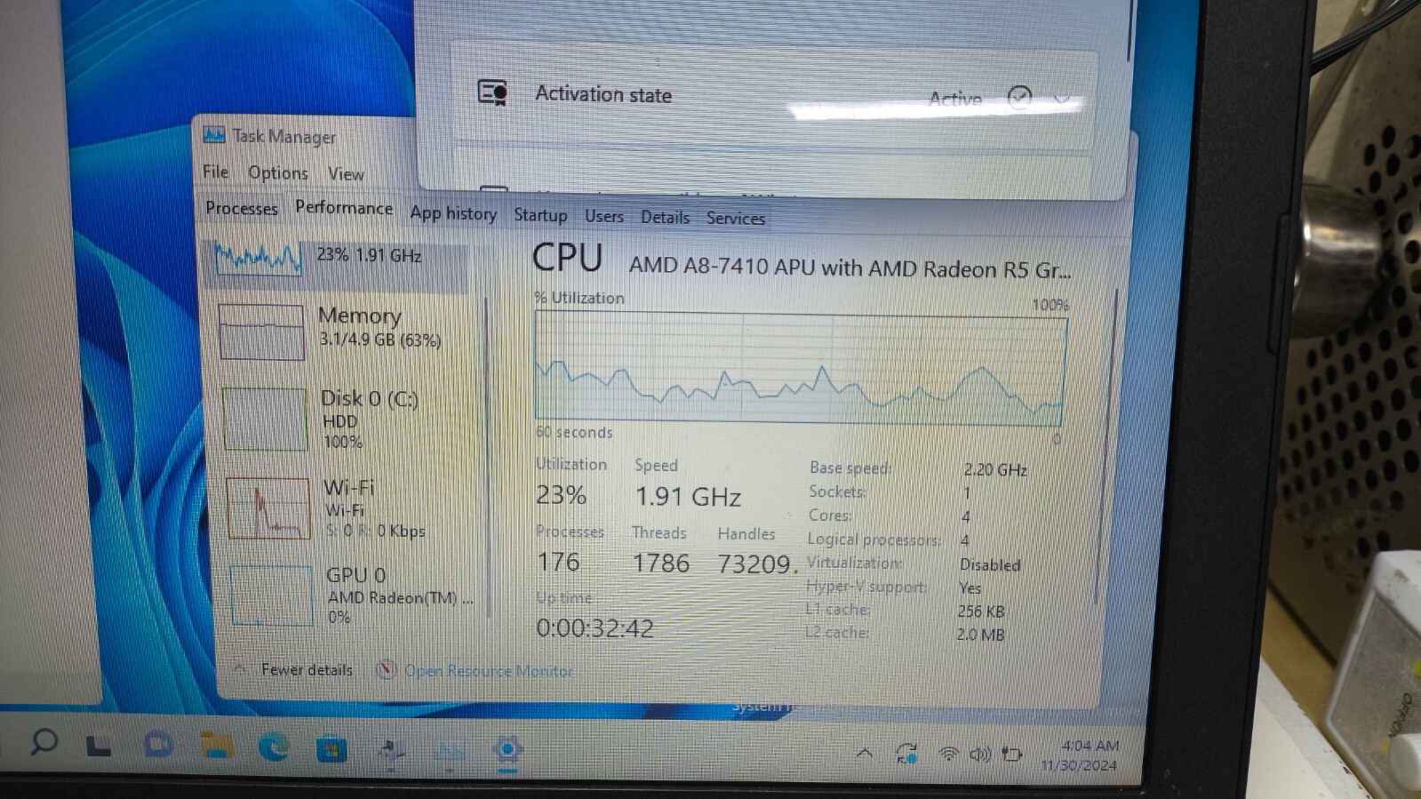 HP 15-1387wm 15.6″ Touchscreen ( AMD A8 @ 2.20GHz, 4GB Ram, 500GB HDD ) Win 10
