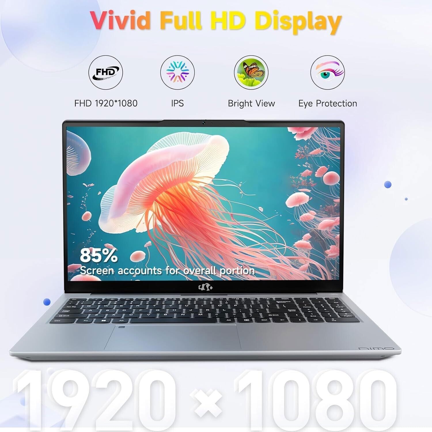 NIMO 15.6” FHD IPS Laptop 32GB RAM 1TB SSD 12th Gen Intel 1215U Wi-Fi 6 Win 11