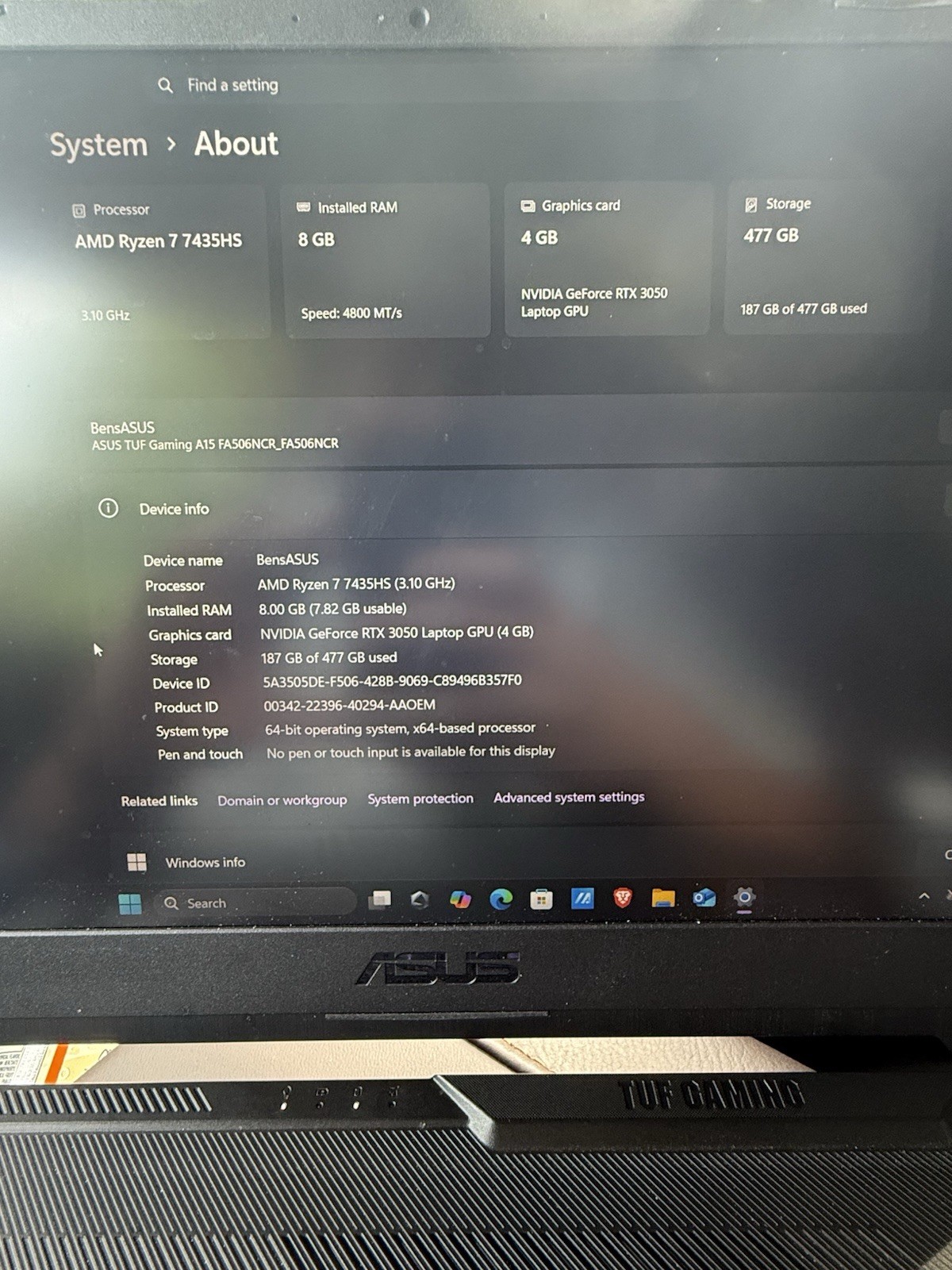 ASUS TUF Gaming A15 Gaming Laptop – RTX 3050 | Ryzen 7 | 144Hz
