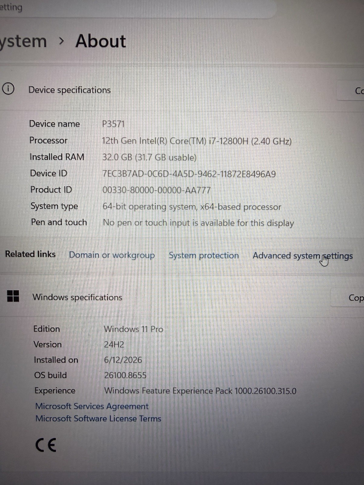 Dell Precision 3571 Laptop Intel Core i7-12800H RTX A1000 32GB 512GB 15.6″ W11P