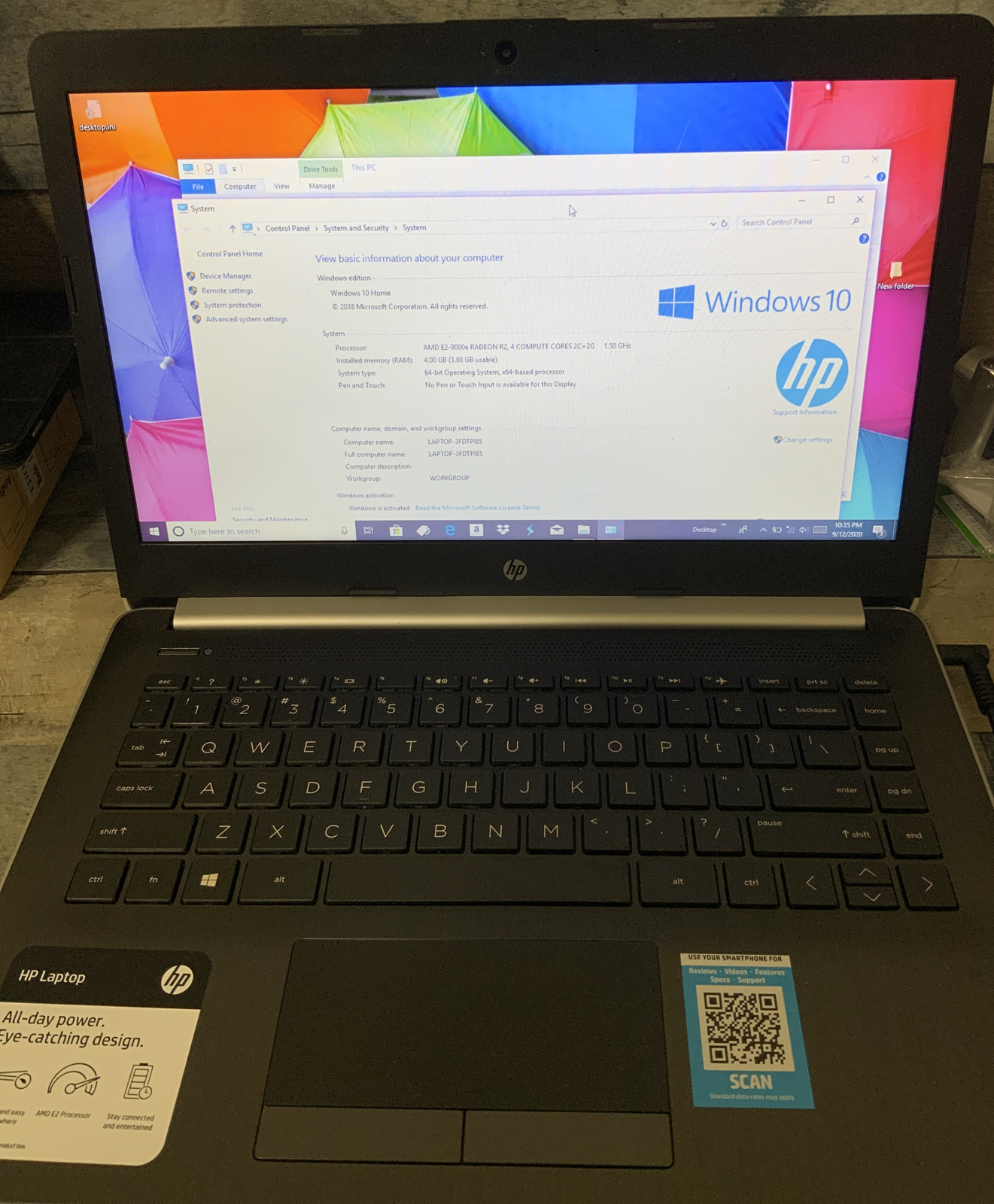 💻 HP 14-cm0012nr 14″ (32 GB SSD AMD E2 9000e, 1.50 GHz, 4 GB) Laptop Silver