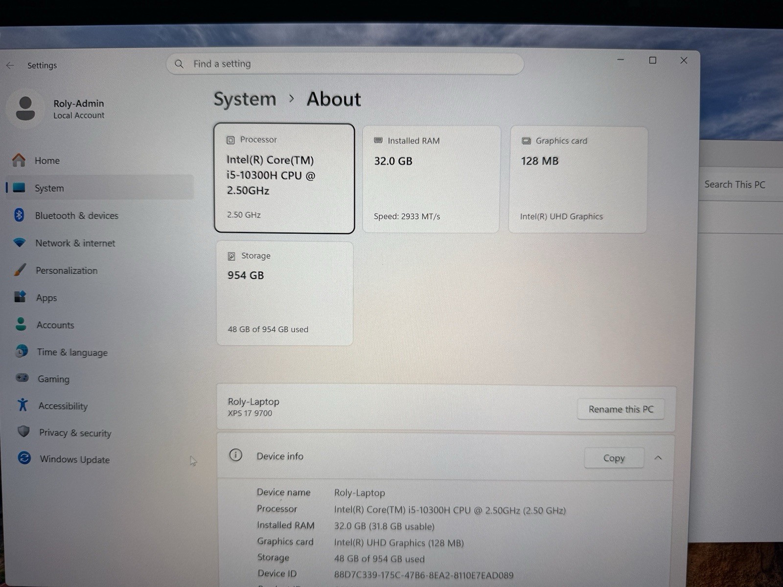 Dell XPS 17 9700 17″ Touchscreen i5-10300H 32GB 954GB SSD Win 11 Pro