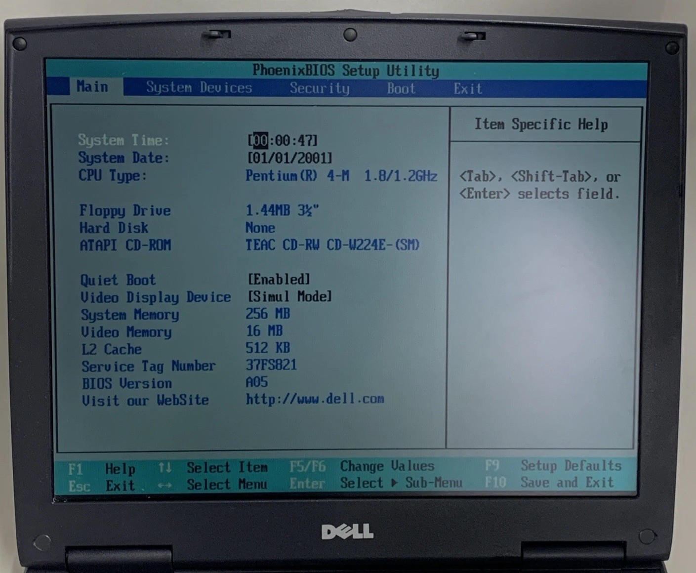 Dell Inspiron 2650 Intel Pentium 4 256MB RAM 14″ No Battery No HDD No OS