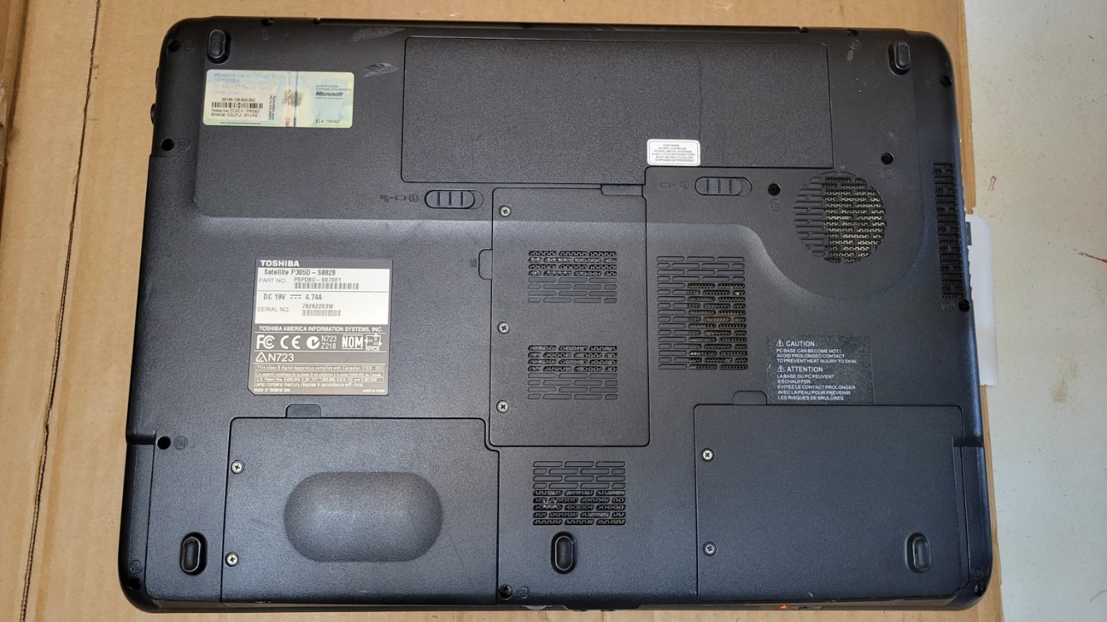 Toshiba Satellite P305D-S8828 Laptop | AMD Turion X2 RM-70 | 3GB Ram | Win 10