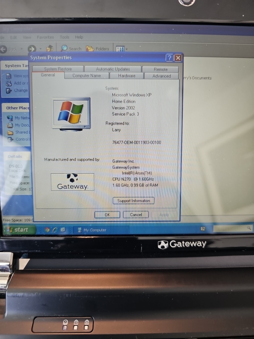 Gateway KAV60 10″ Intel Atom N270 1.60GHz 1GB RAM 160GB HDD Win XP HOME + Case