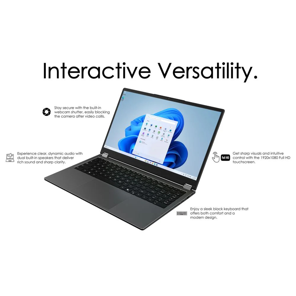 Gateway 15.6” FHD IPS 2-in-1 Convertible Touchscreen Laptop, Intel N100 Process