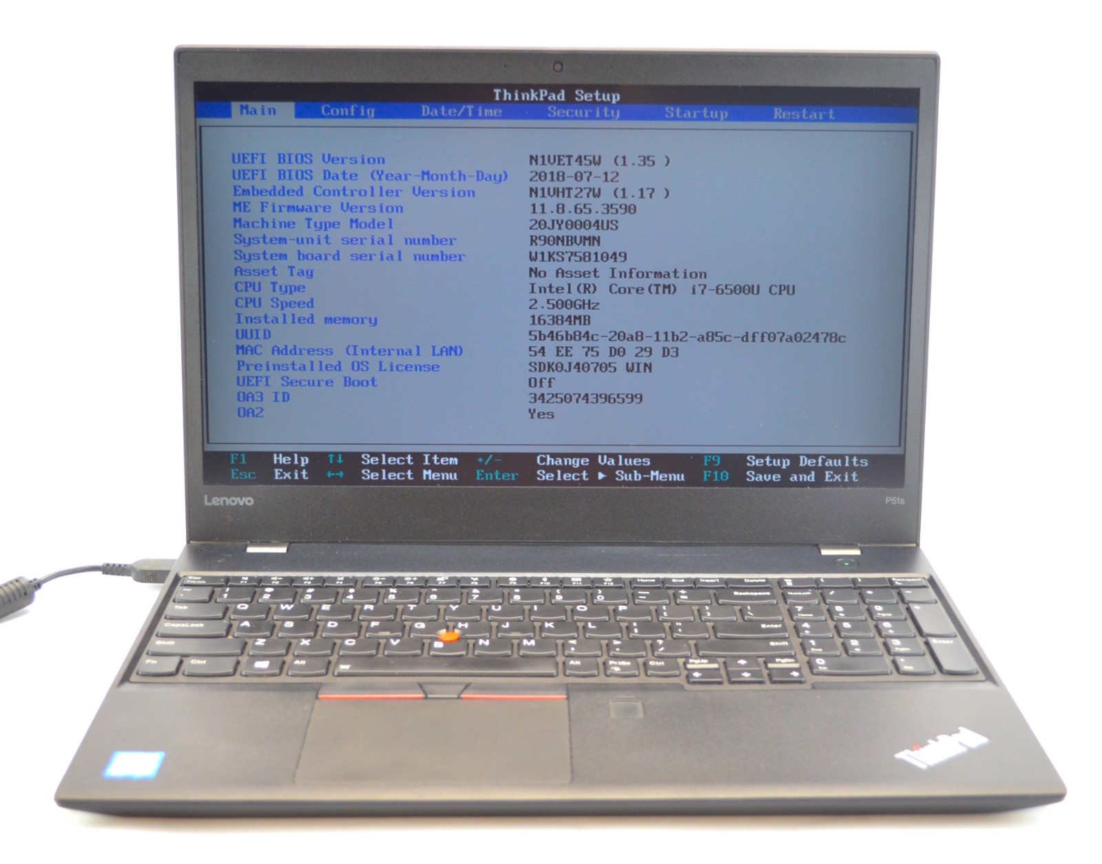Lenovo P51 15″ i7 6500U 2.5GHZ 16GB RAM Nvidia M520M No SSD/Caddy/Charger