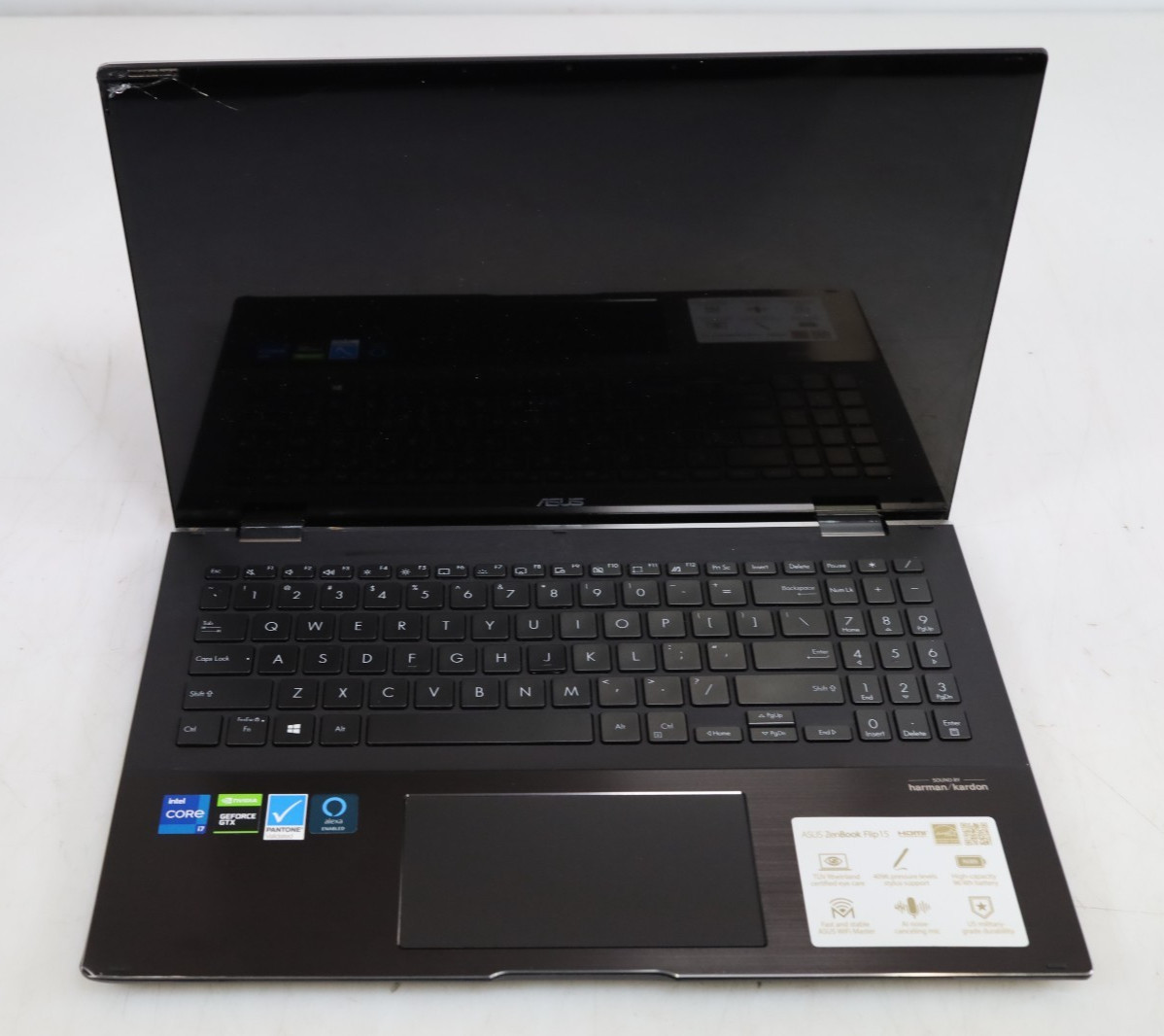 ASUS ZenBookFlip 15.6″ Intel i7 11th Gen 16GB GTX 1650 No HDD Bad Screen AS-IS