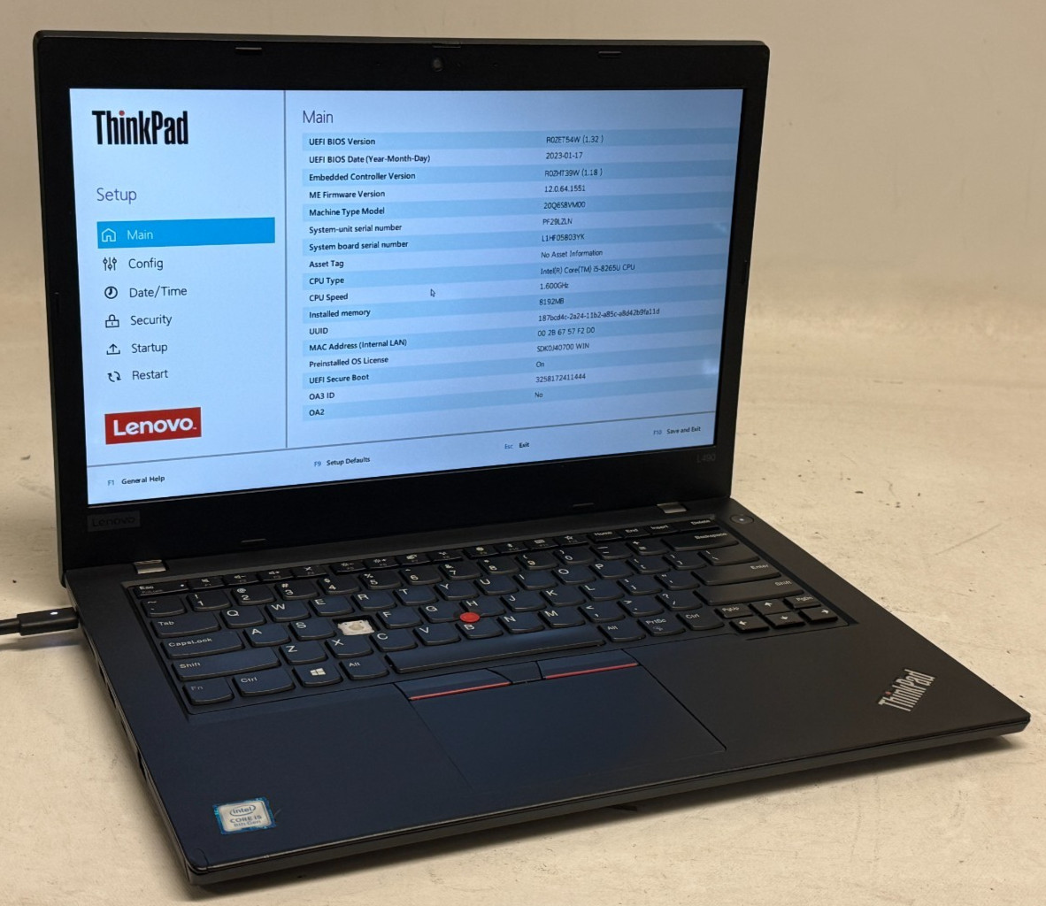 Lenovo ThinkPad L490 14″ (i5-8265u – 8GB RAM – 256GB SSD – Win11Home)