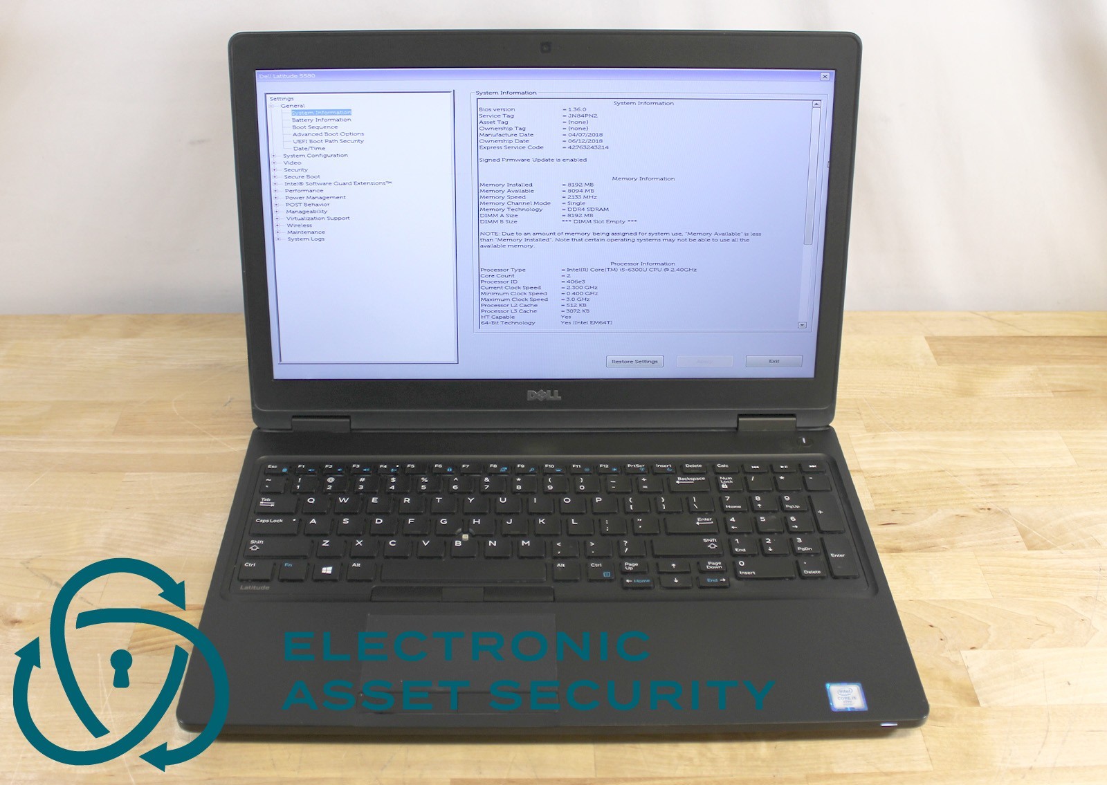 Dell Latitude 5580 i5-6300U 2.40GHz 8GB RAM (No Drive)