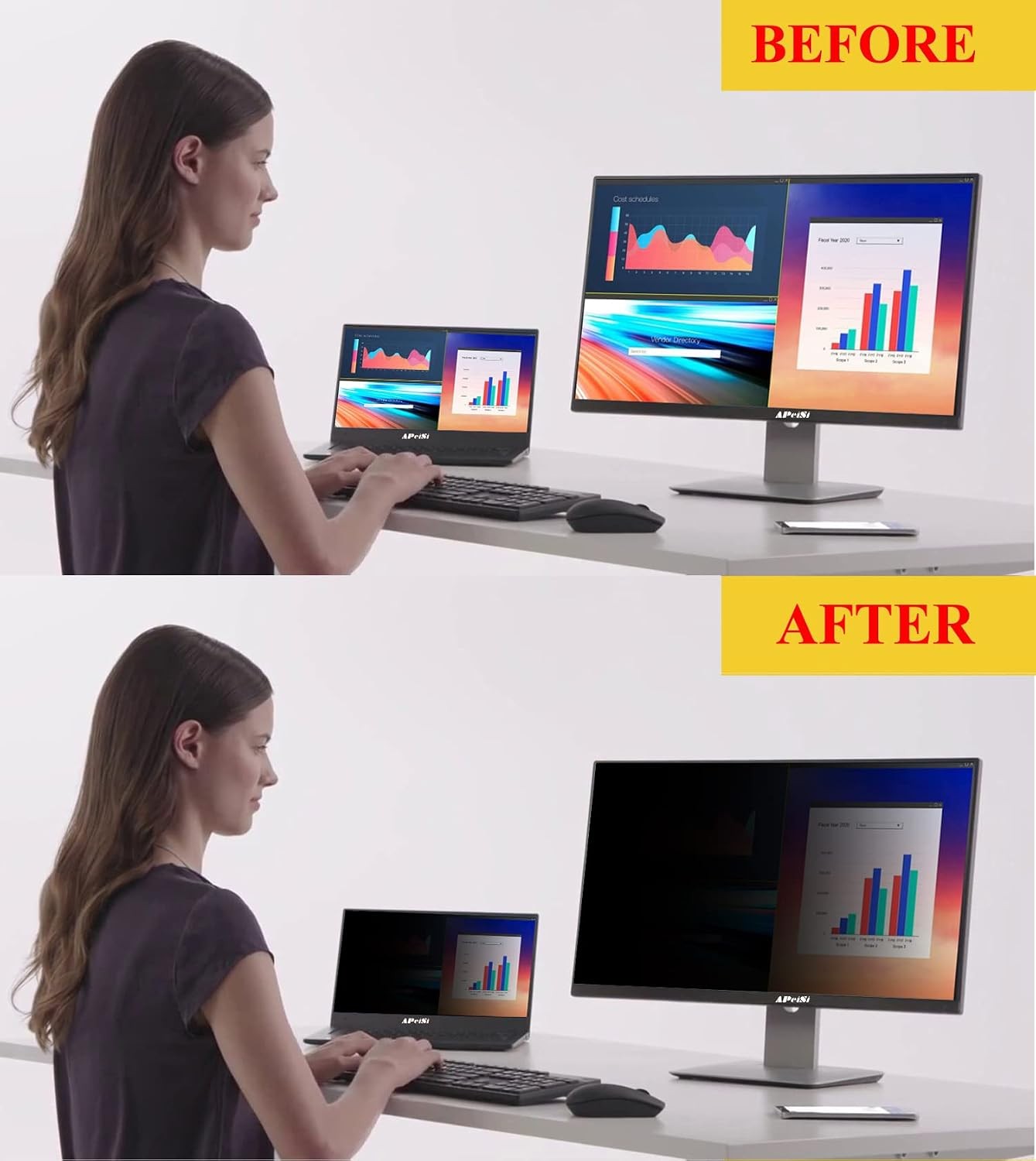 18.5 Inch Privacy Screen Filter for Computer 16:9 Widescreen Monitor Removable