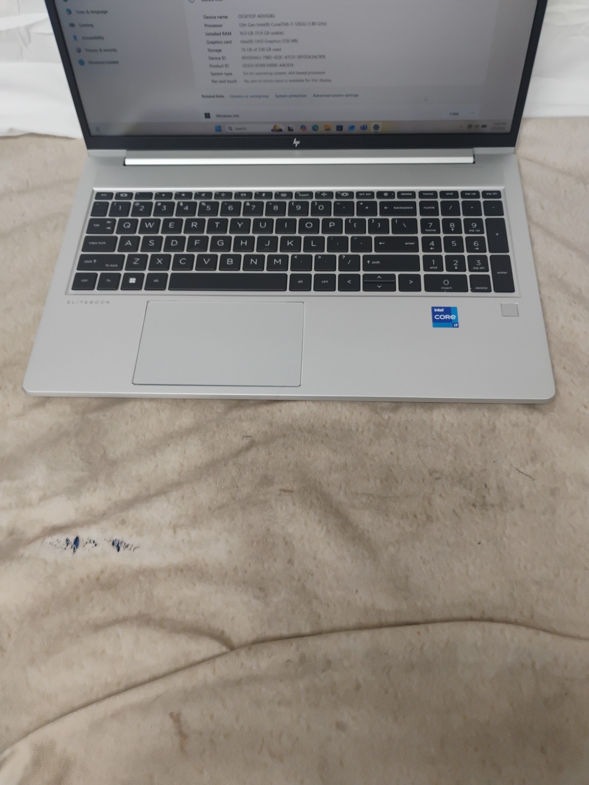 EliteBook 650 G9, i7-12th Gen, 16gb Ram, 256gb SSD, 10 Key, Win 11