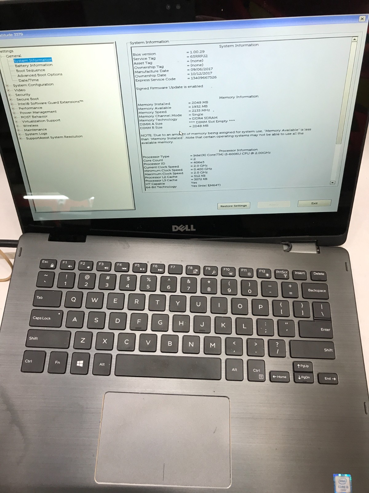 Dell Latitude 3379 13″ Intel Core i3 NO RAM NO HDD/OS For Parts READ DESC!! – DW