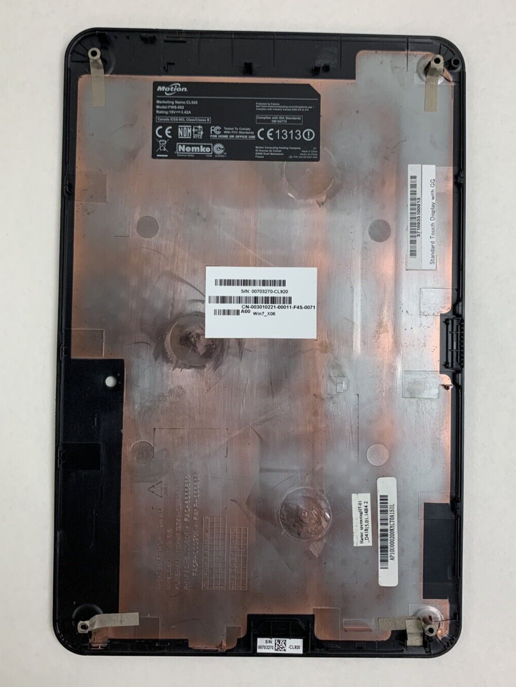 Motion CL920 Tablet PC Pentium N3540 4 GB Ram No Stylus No HDD No OS No Battery