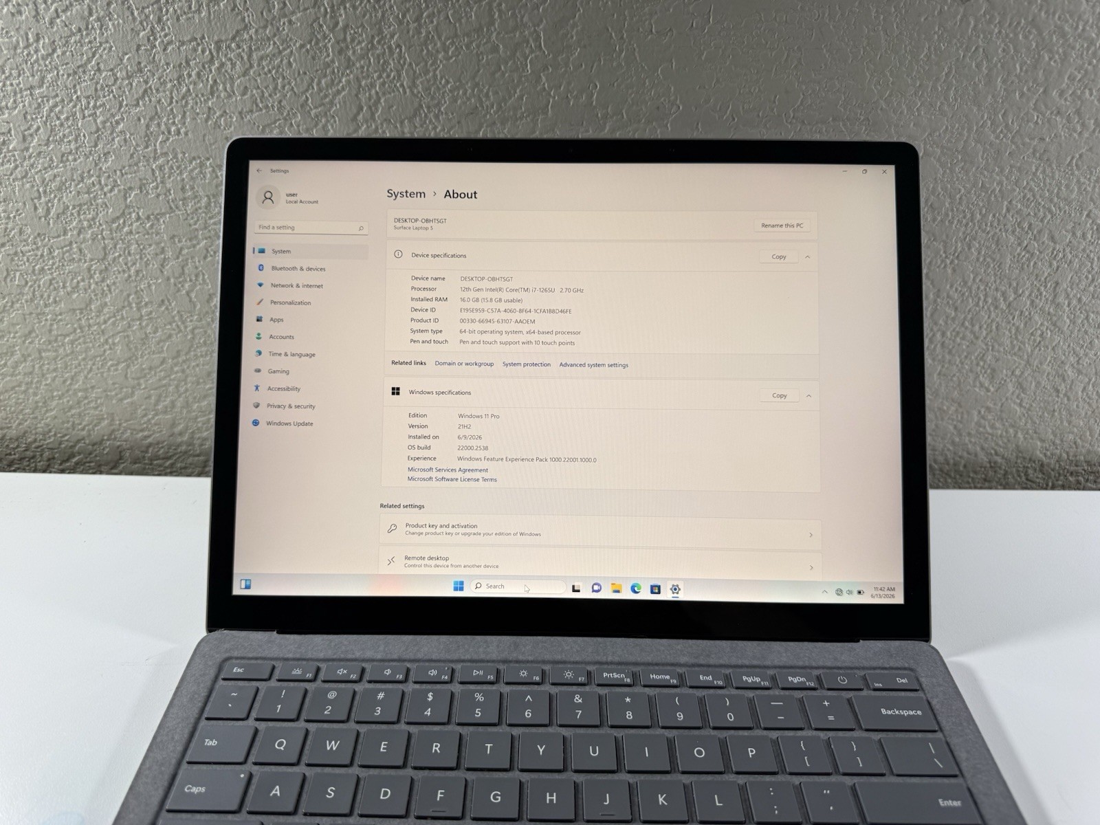 Microsoft Surface Laptop 5 13.5” 1950 Intel Core i7-1265U 16GB RAM 512GB NVME