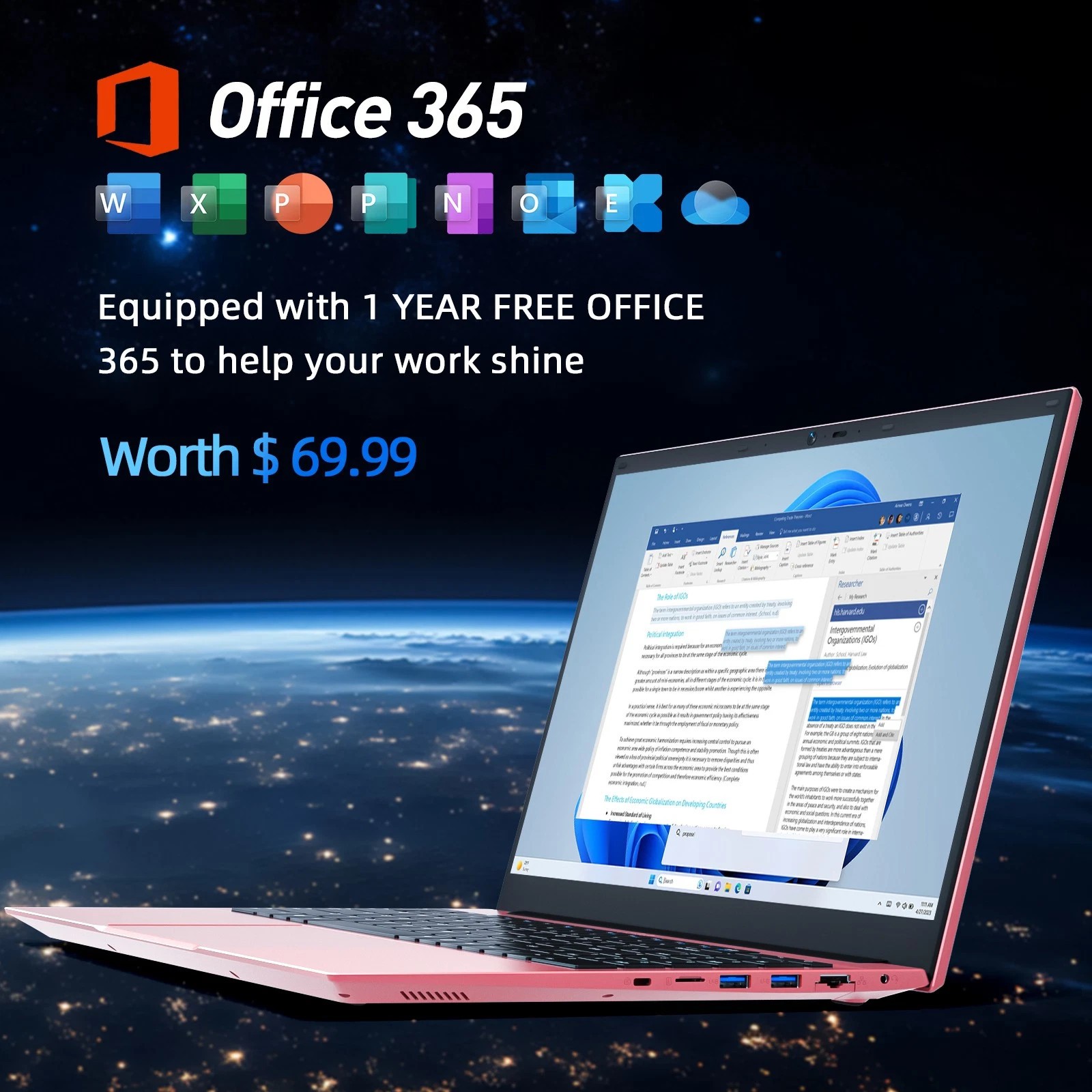 2026 SGIN 15.6″ Windows 11 Laptop, Intel Celeron N5095 4GB RAM 128GB SSD,Pink