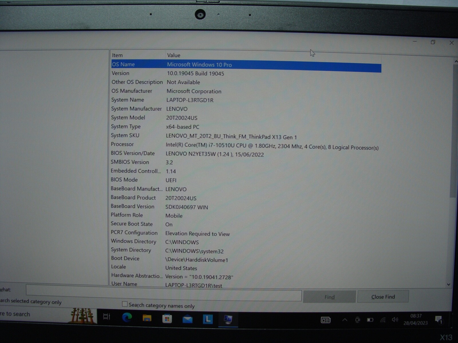 Lenovo ThinkPad X13 Gen 1 13.3″FHD Touch i7-10510U max4.9GHz 8GB 512GB W10P +PA