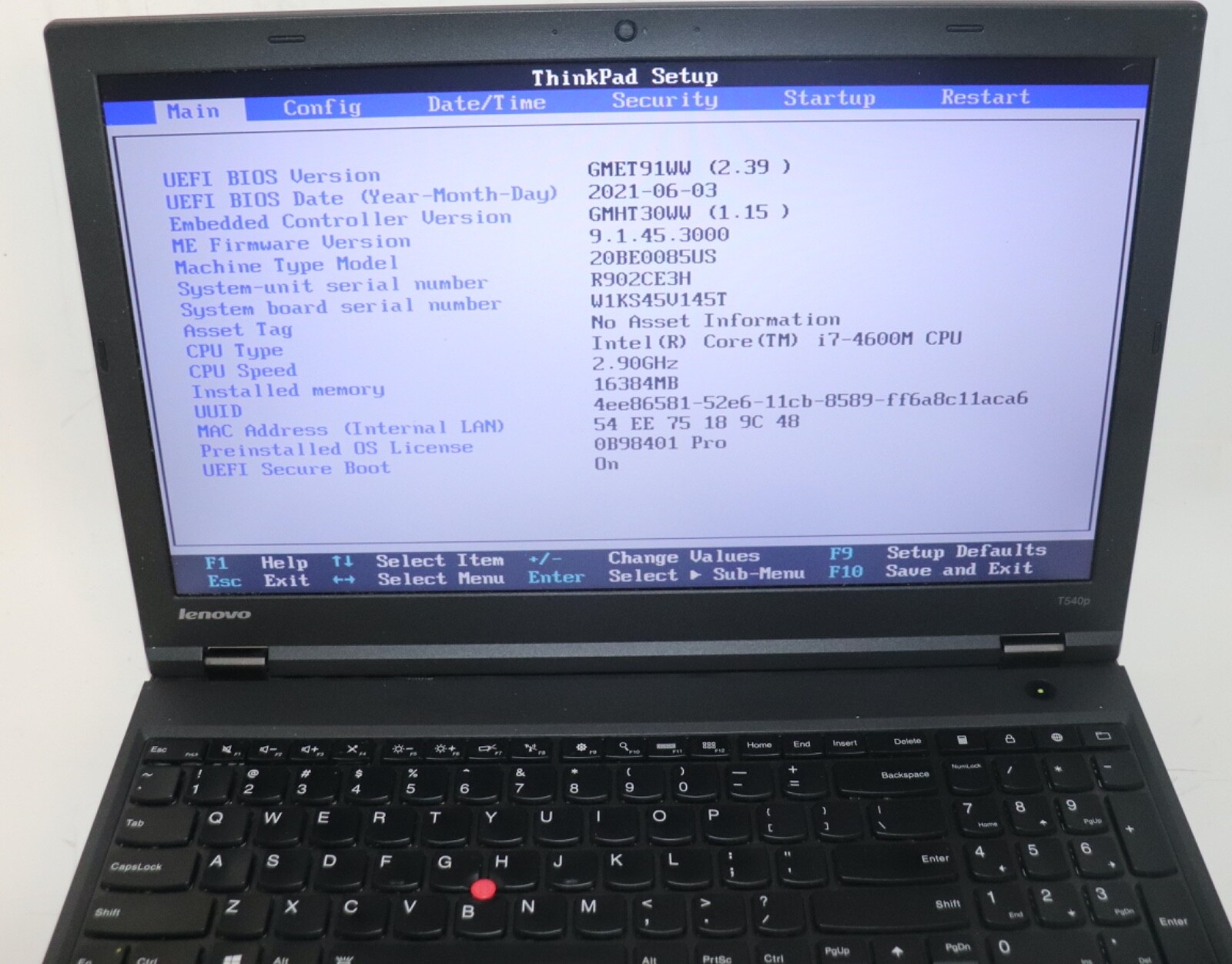 Lenovo ThinkPad T540p|Core i7@2.90 GHz|16GB RAM |256GB SSD|WIN10.Prof|NVIDIA
