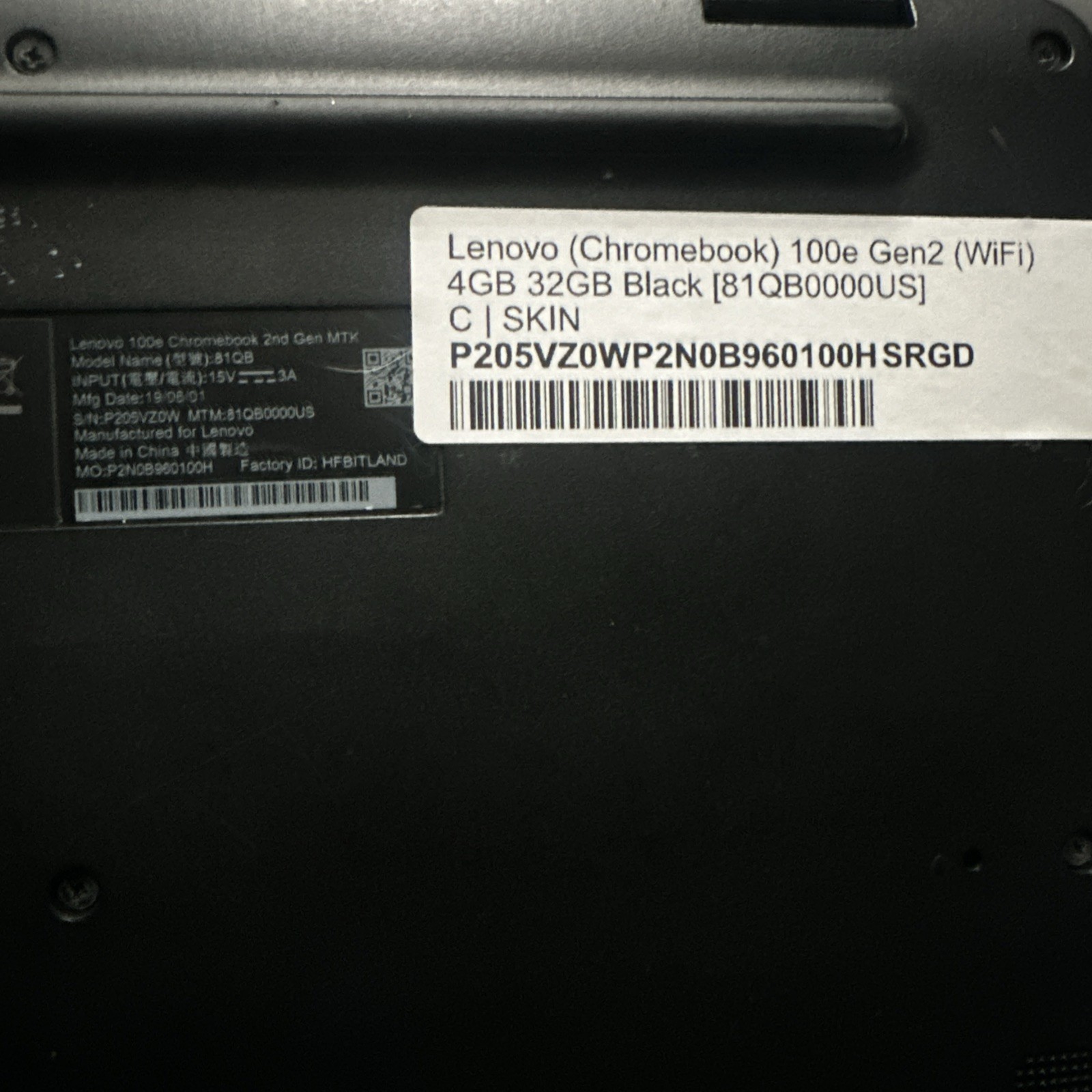 Lenovo 81QB0000US 100E Chromebook 11.6in. MTK8173C 32GB SSD