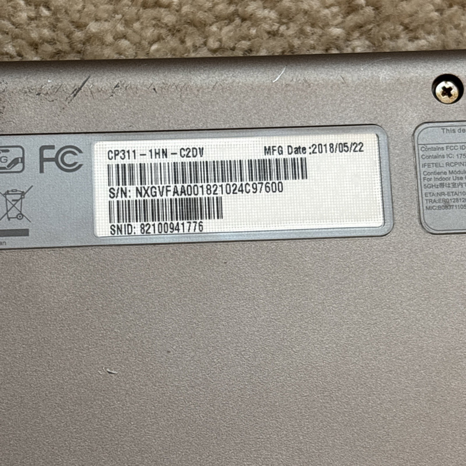 Acer Chromebook Spin 11 CP311-1H-C2DV 11.6″ Celeron 32GB 4GB RAM W/ Travel Case