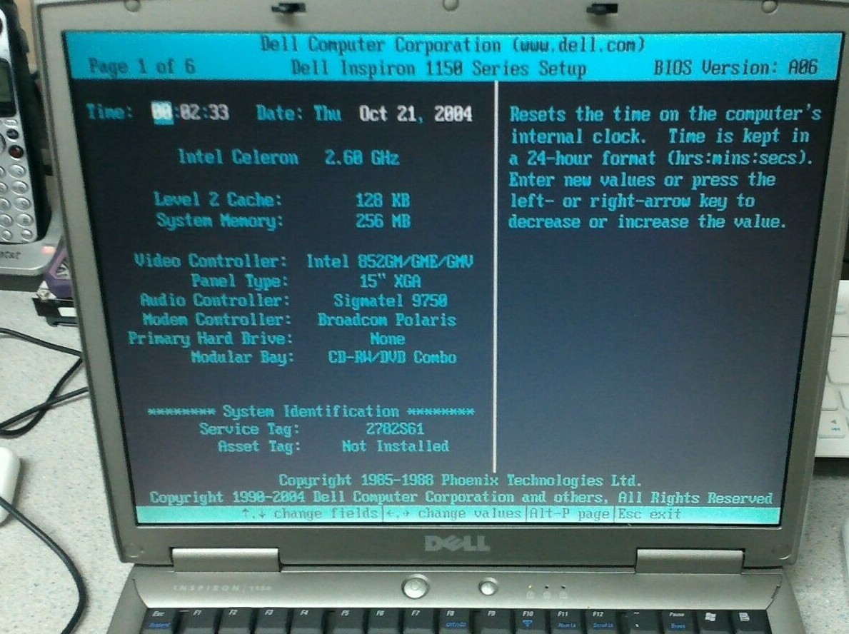 Dell Inspiron 1150 14.1″ Laptop w/ Intel Celeron @ 2.60GHz 256MB RAM No HDD&A/C