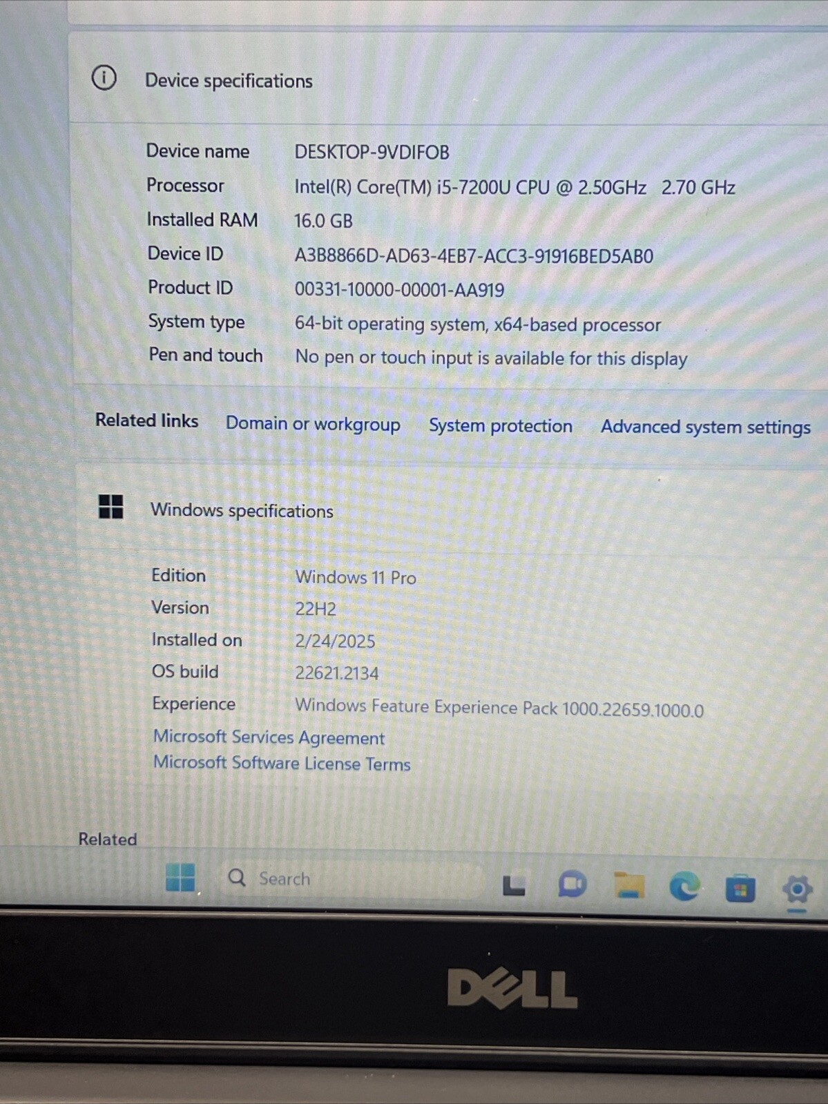 Dell Vostro 5568 15.6″ Laptop/Intel i5-7200U/16GB RAM/256GB SSD/Win 11 Pro