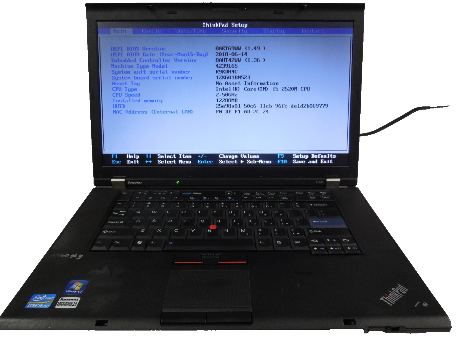 15.5″ Lenovo ThinkPad T520 Intel Core i5-2520M@2.50GHz 12GB RAM 128 GB SSD NO OS