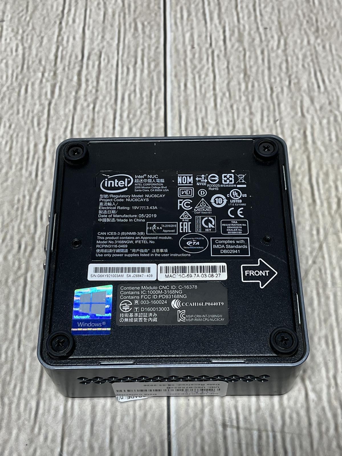 INTEL NUC6CAYS Mini J3455 1.50GHz 2GB Ram 30GB EMMC 120GB SSD Windows 10