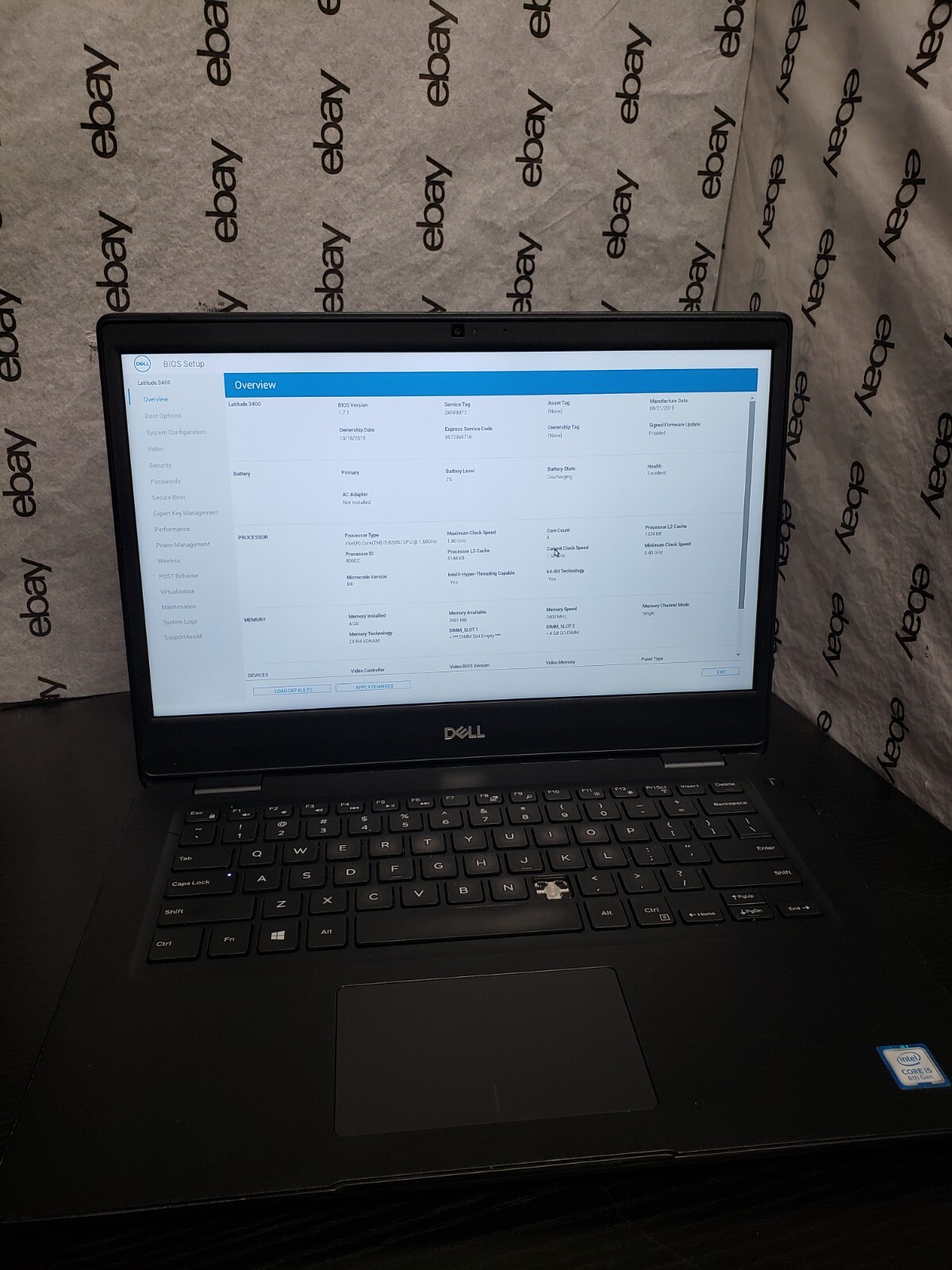DELL LATITUDE 3400 15″ | i5-8265U@1.6GHz | 4GB RAM *NO HDD/OS/CHRGR*READ DESC*