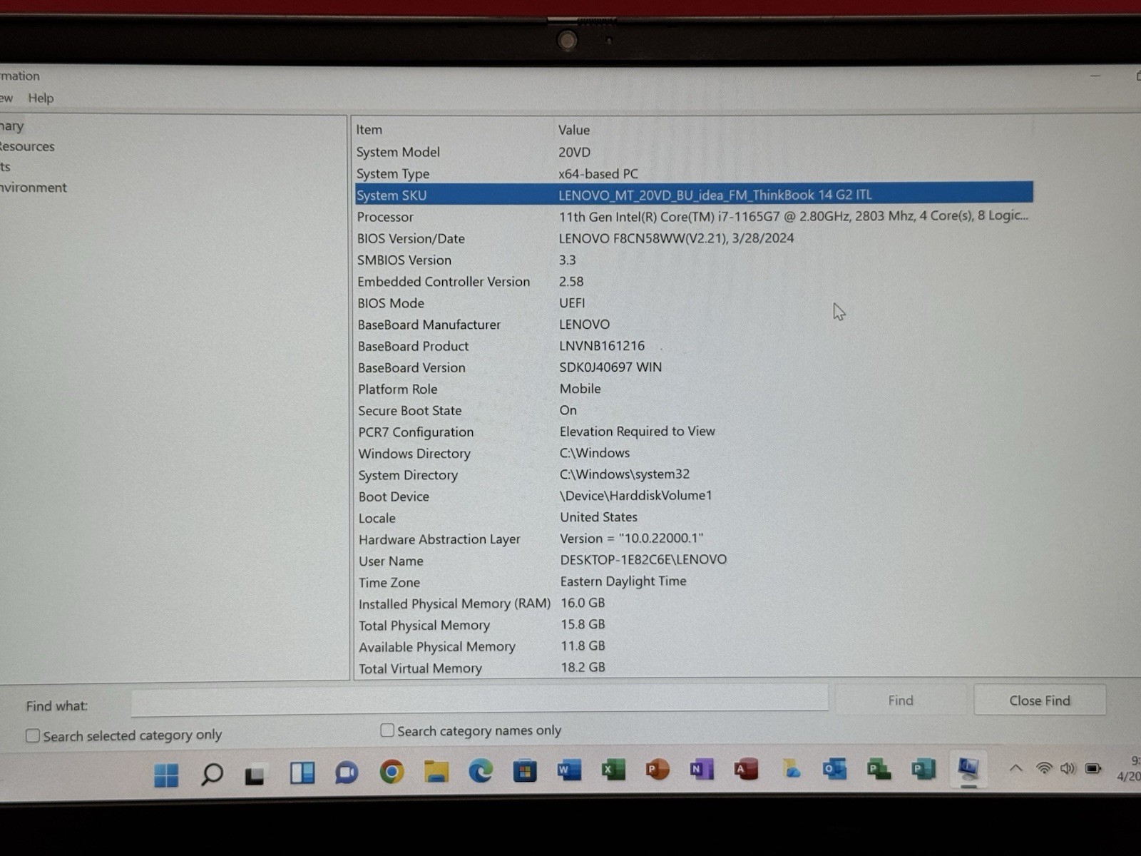 Lenovo ThinkBook 14 G2 ITL i7-1165G7 2.8GHz 16GB RAM 14 in 512GBSD Windows 11 P