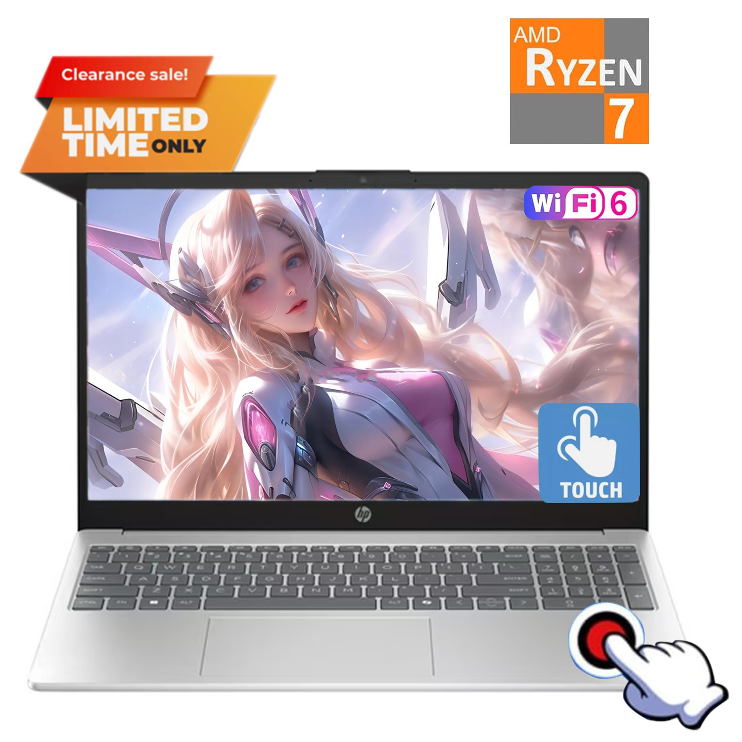 2025 HP 15 15.6″ Touch Laptop,AMD Ryzen 7 7730U 32GB RAM 2TB SSD Windows 11 Home