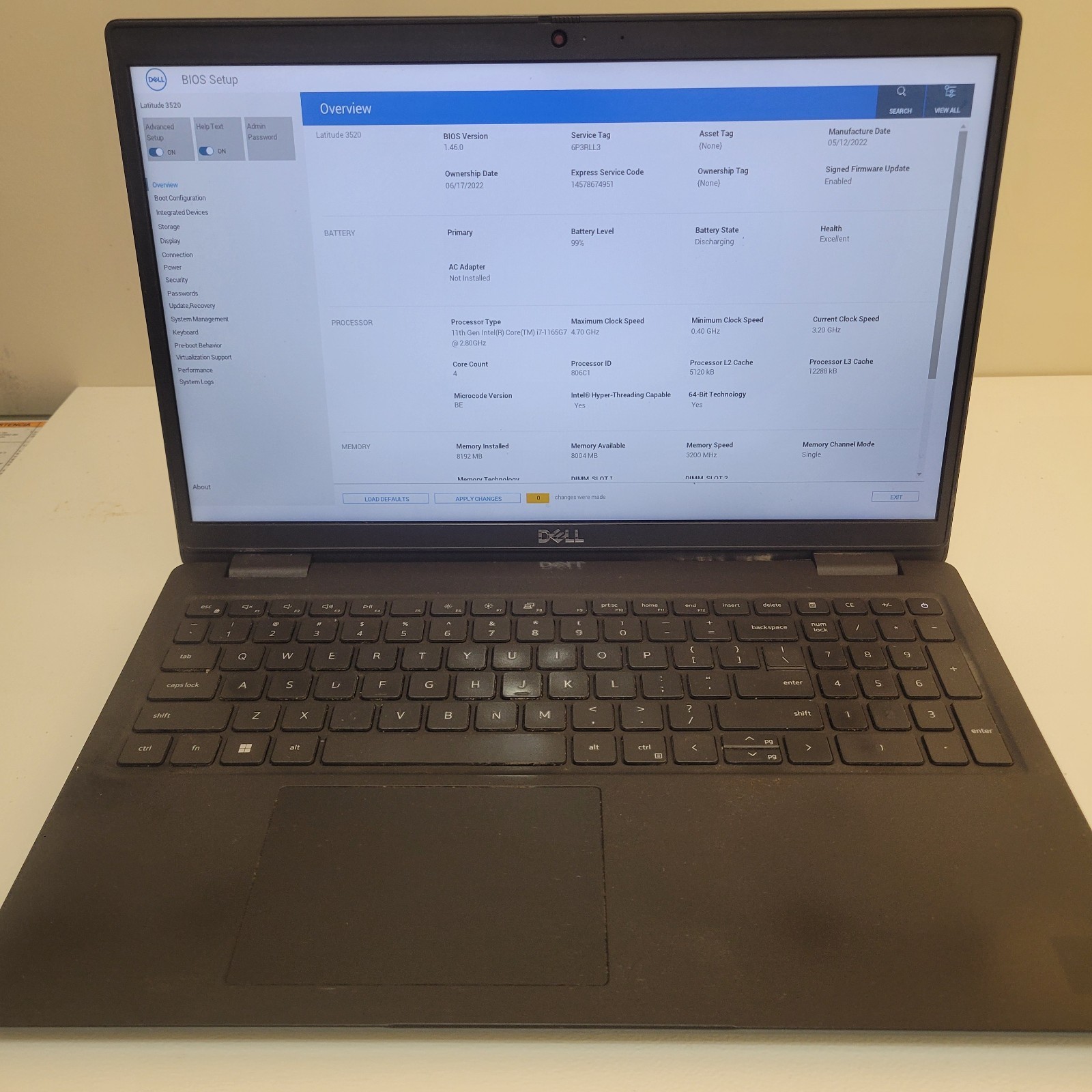 Dell Latitude 3520 15.6″ Core i7-1165G7 8GB RAM 256GB SSD Win 11 Pro