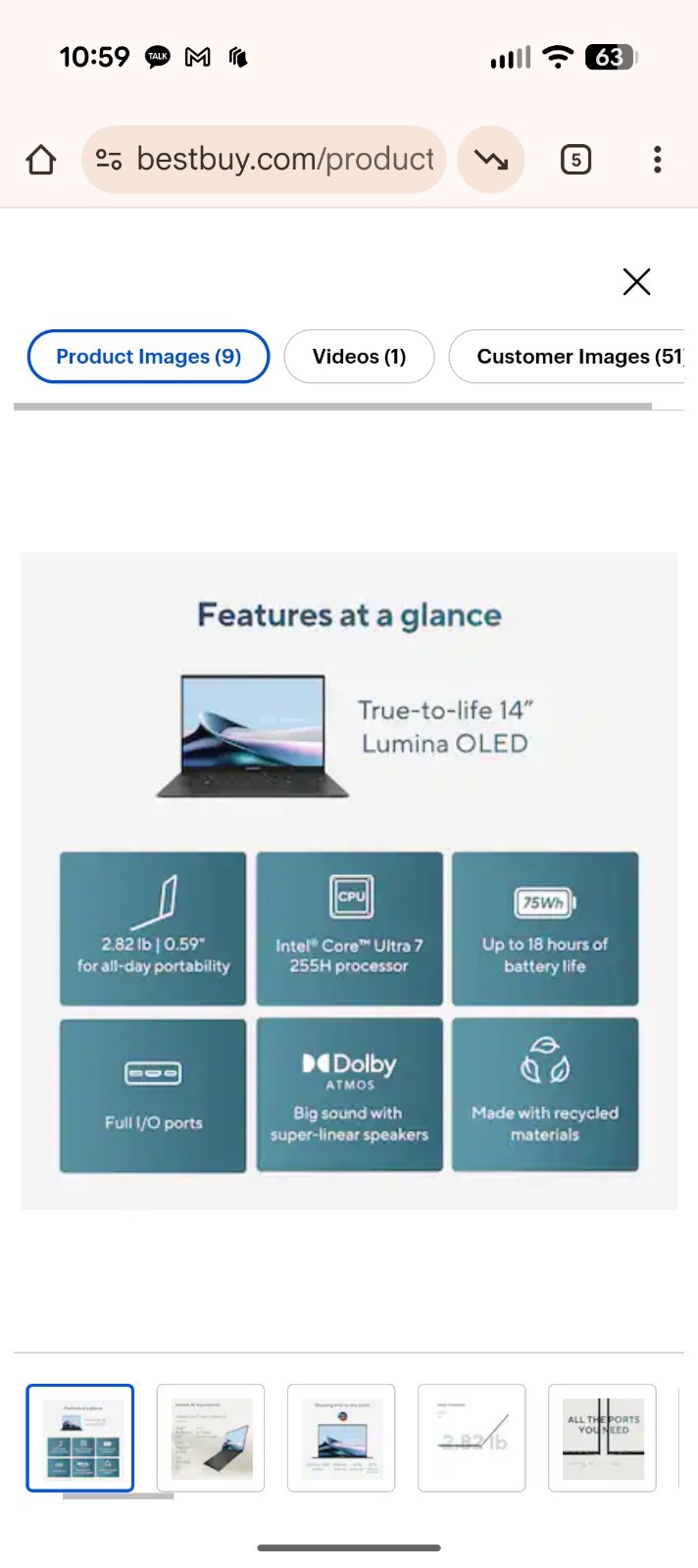 ASUS Zenbook 14″ WUXGA OLED Touch Laptop Intel Core Ultra 7 255H 16GB RAM 512GB