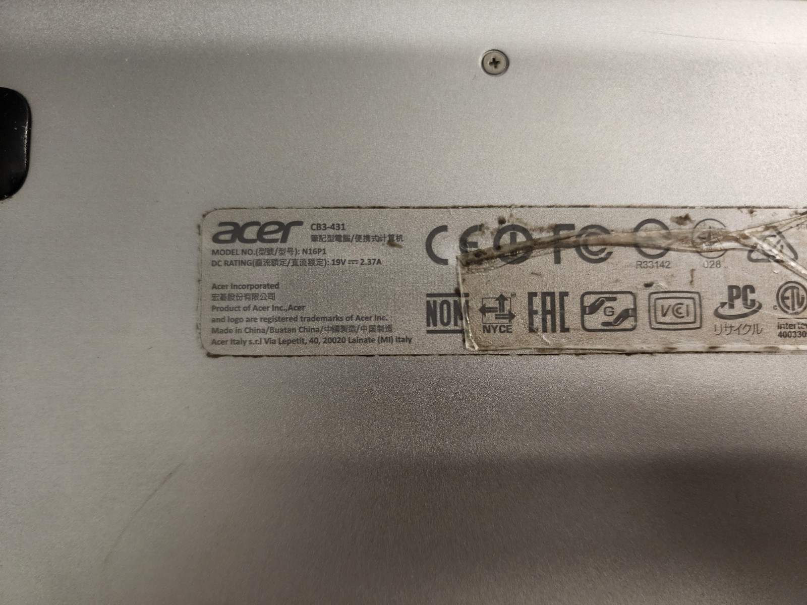 Acer Chromebook 14 N16P1 _ Celeron N3160 @ 1.6 _ 4GB / 32GB _ ChromeOS _ No AC