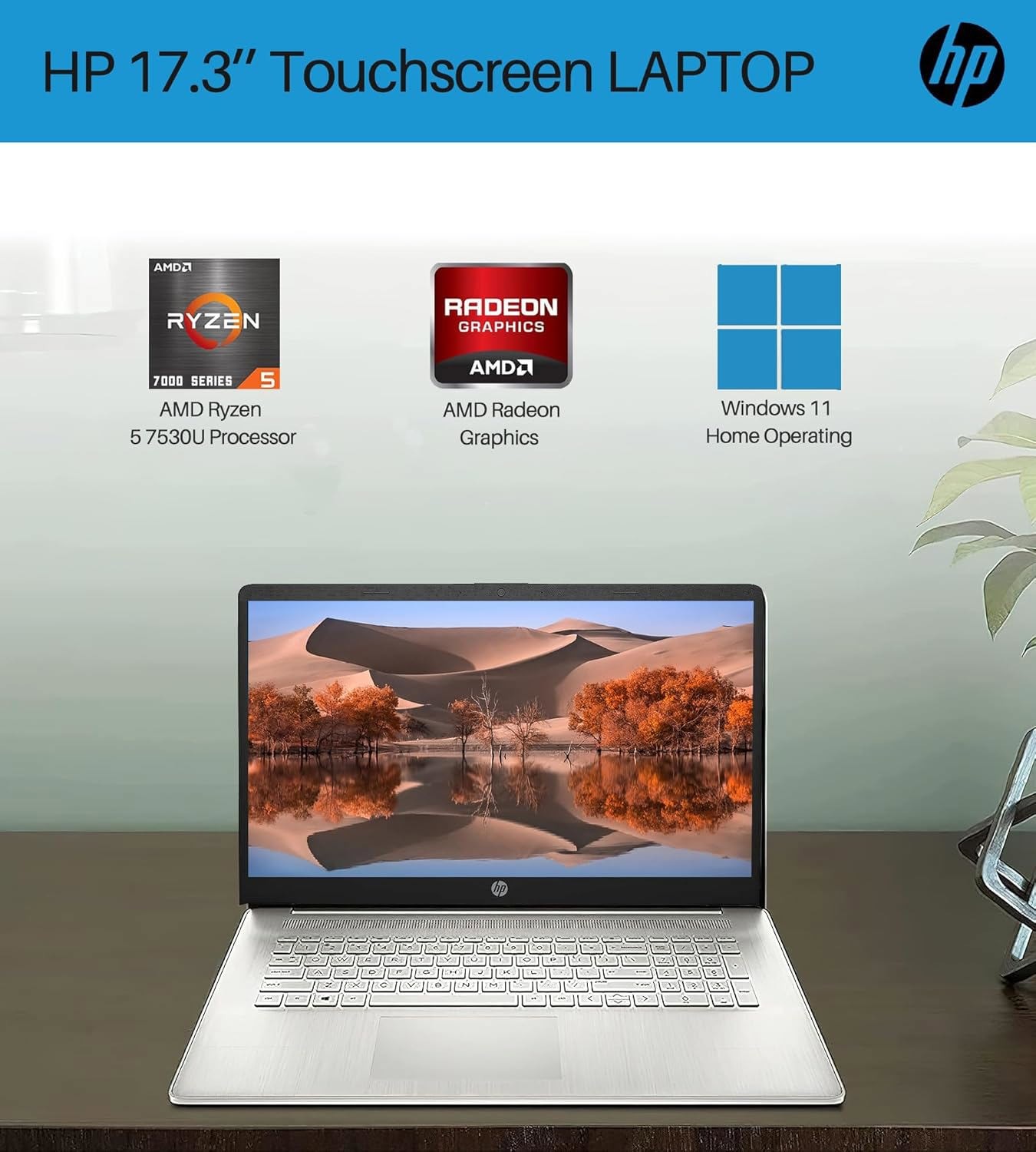 HP 17.3″Touch Laptop computer Win11P 4.5GHz AMD-R5-7530U UpTo 64GB RAM 2TB SSD