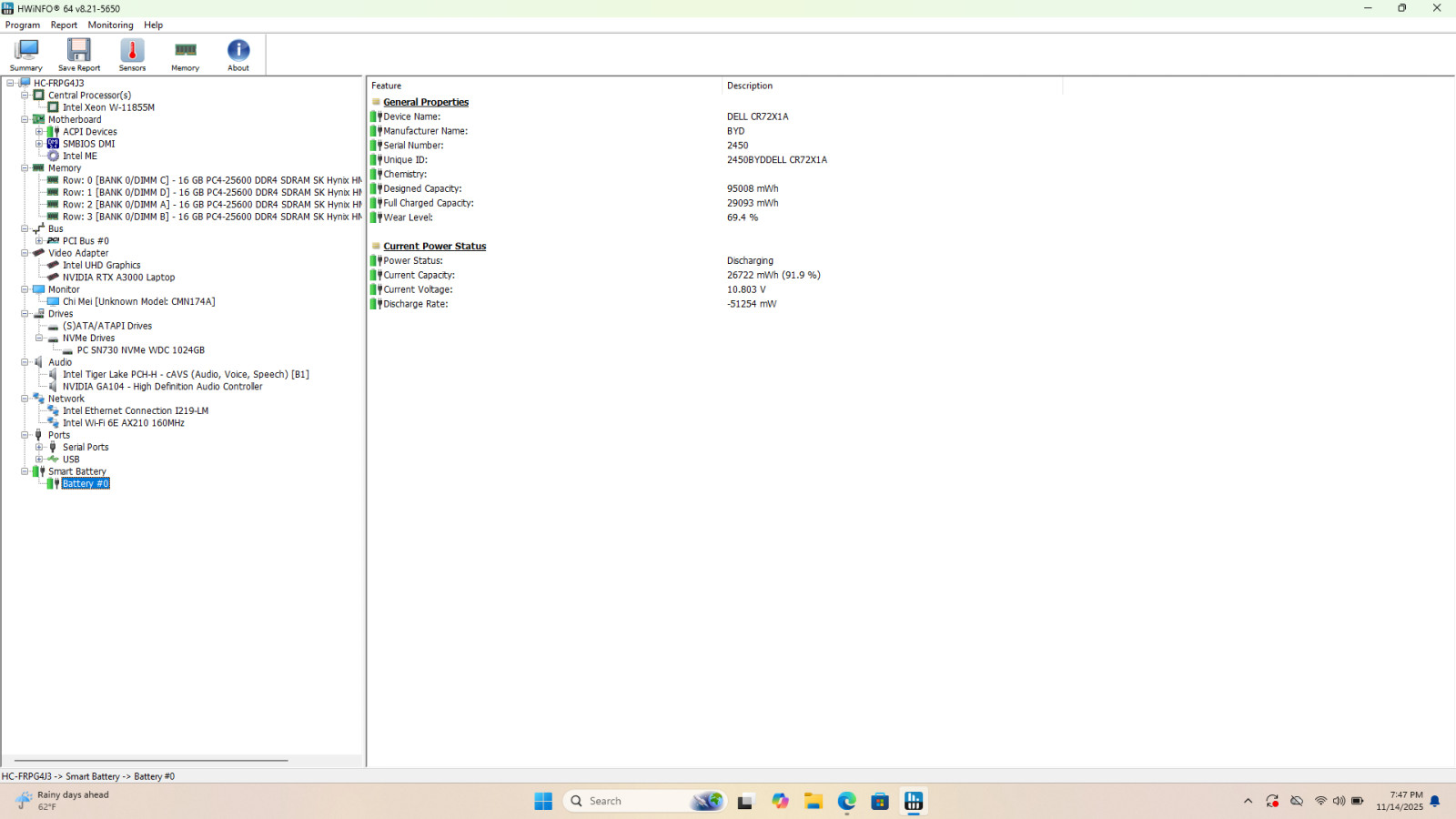 Dell Precision 7760 17.3″ FHD, Xeon W-11855M ,64GB,1TB, RTX A3000 *Pls READ*