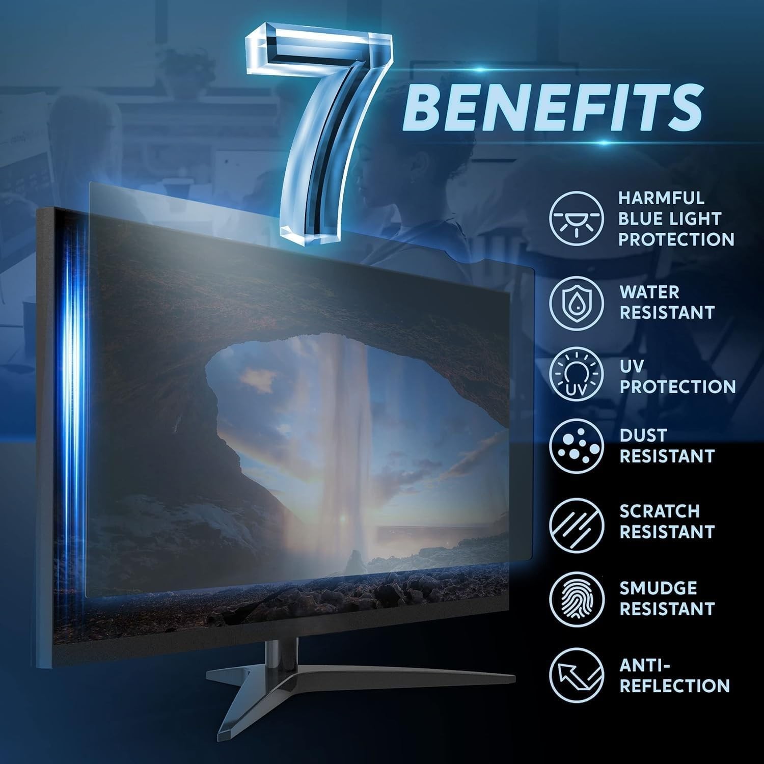 24 inch Removable Anti-Glare Blue Light Screen Protector for 16:9 Computer Monit