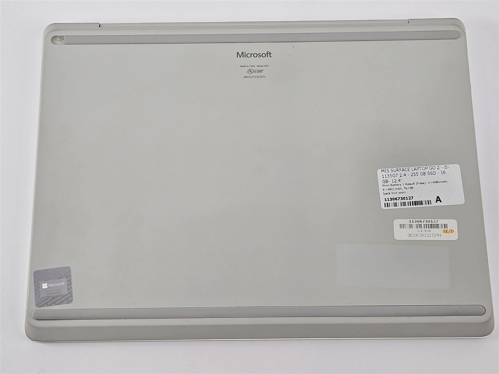 Microsoft Surface Laptop Go 2 256GB SSD 16GB RAM i5-1135G7 Platinum Win11