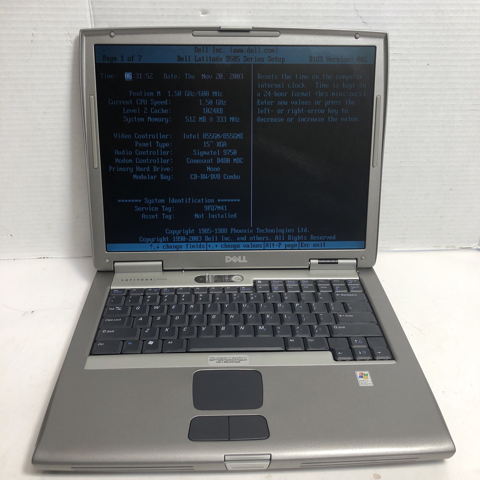 Dell Latitude D505 Intel Pentium M 1.6GHz 512 MB W Power Cord *read*