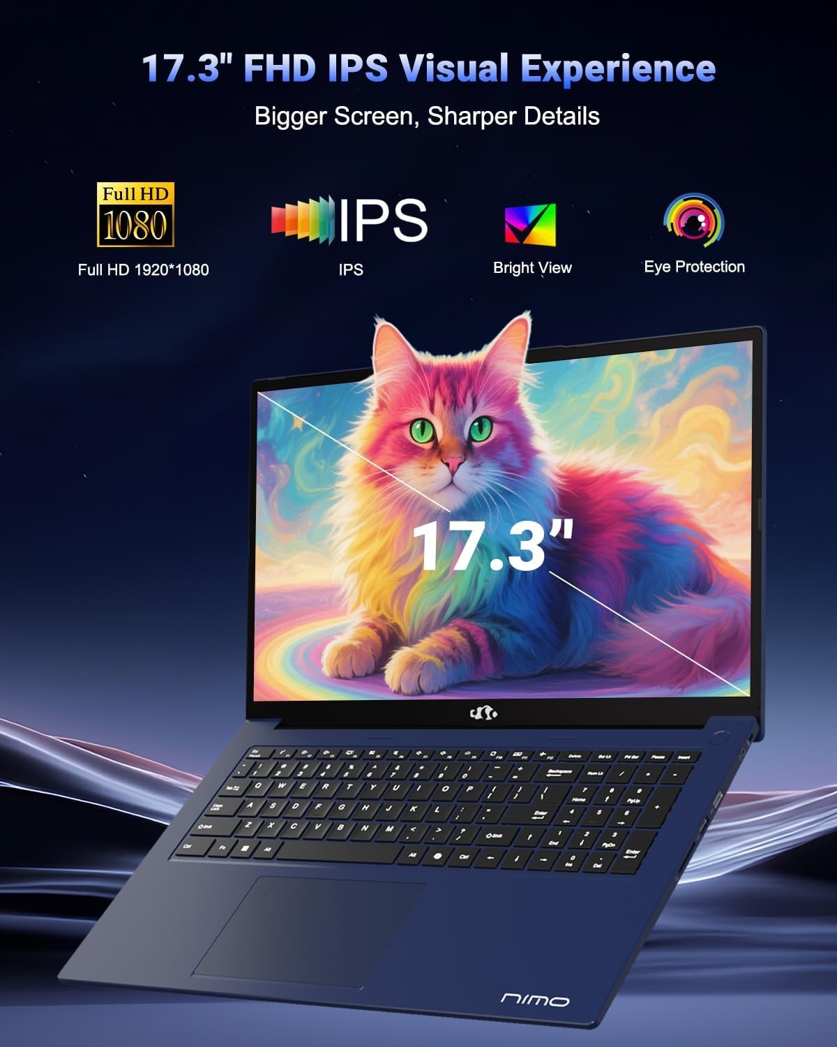 NIMO 17.3″ IPS Gaming Laptop AMD Ryzen 7 8745HS Up to 4.9GHz 32GB RAM 1TB SSD